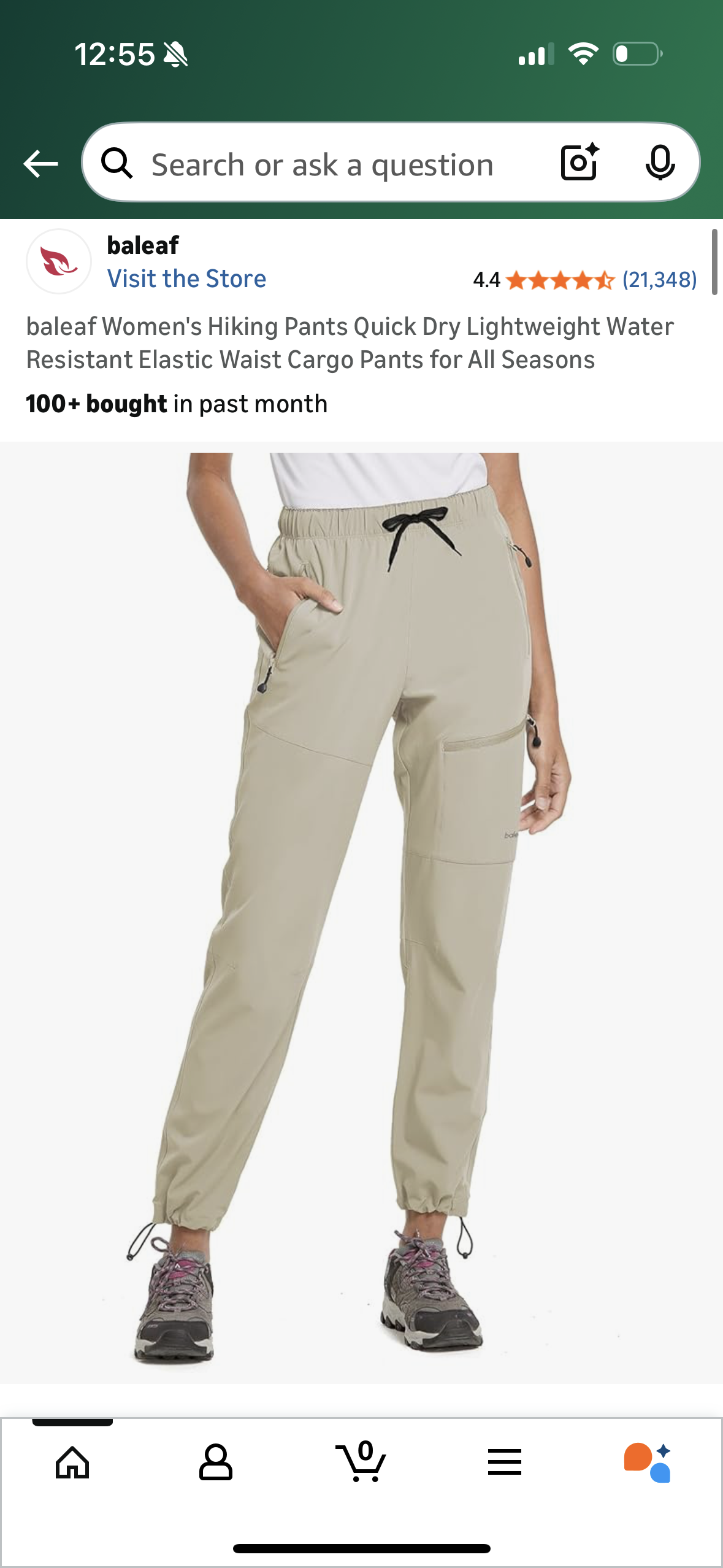 Women's Hiking Pants Quick Dry Lightweight Water Resistant Elastic Waist Cargo Pants for All Seasons (Size Large)