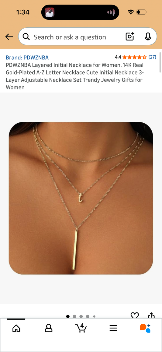 PDWZNBA Layered Initial Necklace for Women, 14K Real Gold-Plated T Letter Necklace Cute Initial Necklace 3-Layer Adjustable Necklace Set Trendy Jewelry Gifts for Women (Initial T)