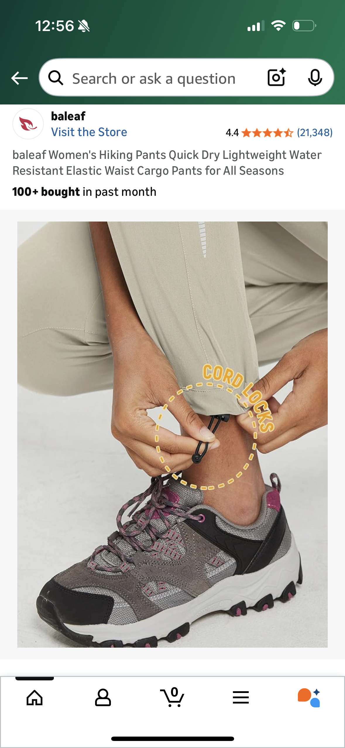 Women's Hiking Pants Quick Dry Lightweight Water Resistant Elastic Waist Cargo Pants for All Seasons (Size Large)