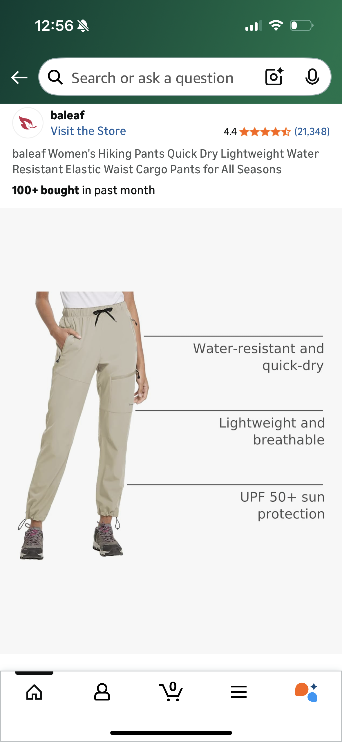 Women's Hiking Pants Quick Dry Lightweight Water Resistant Elastic Waist Cargo Pants for All Seasons (Size Large)