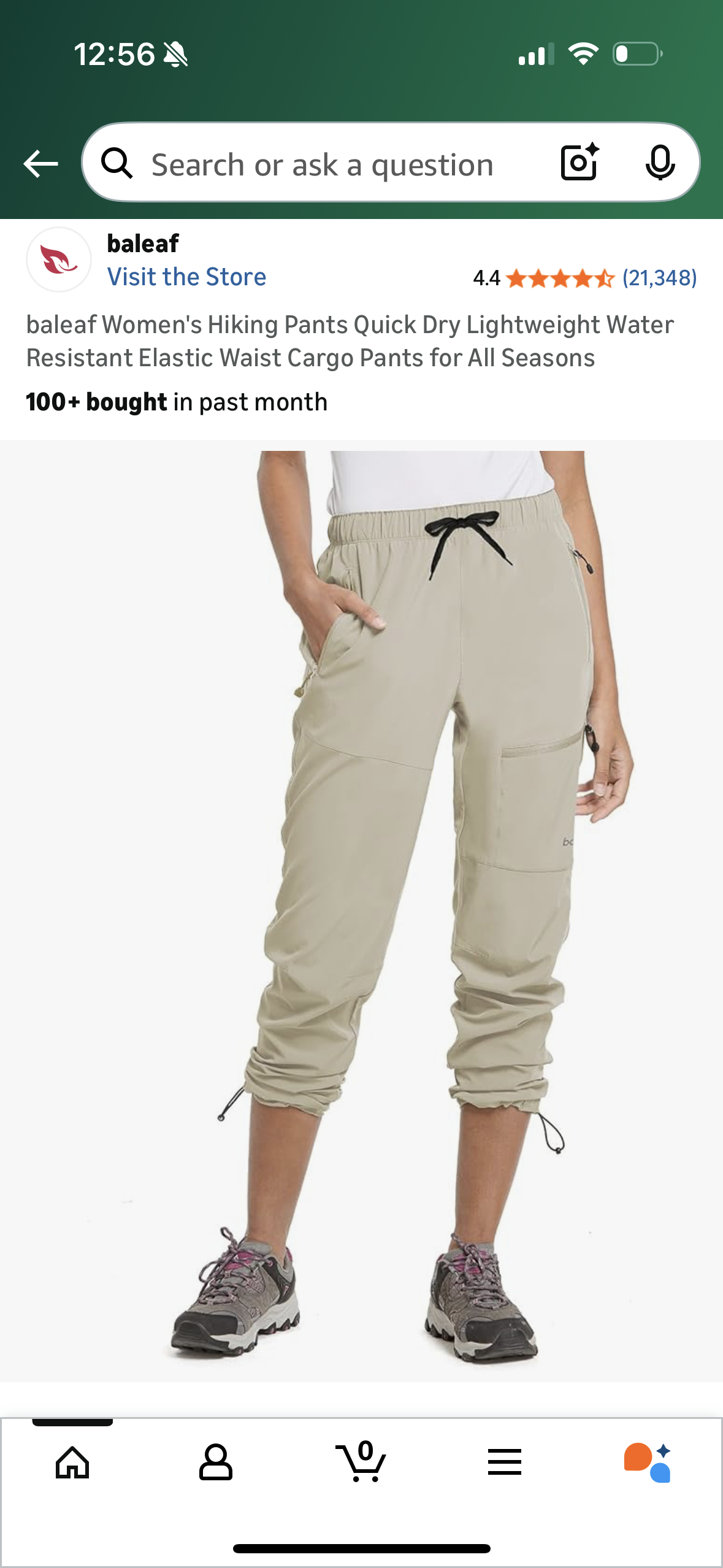 Women's Hiking Pants Quick Dry Lightweight Water Resistant Elastic Waist Cargo Pants for All Seasons (Size Large)