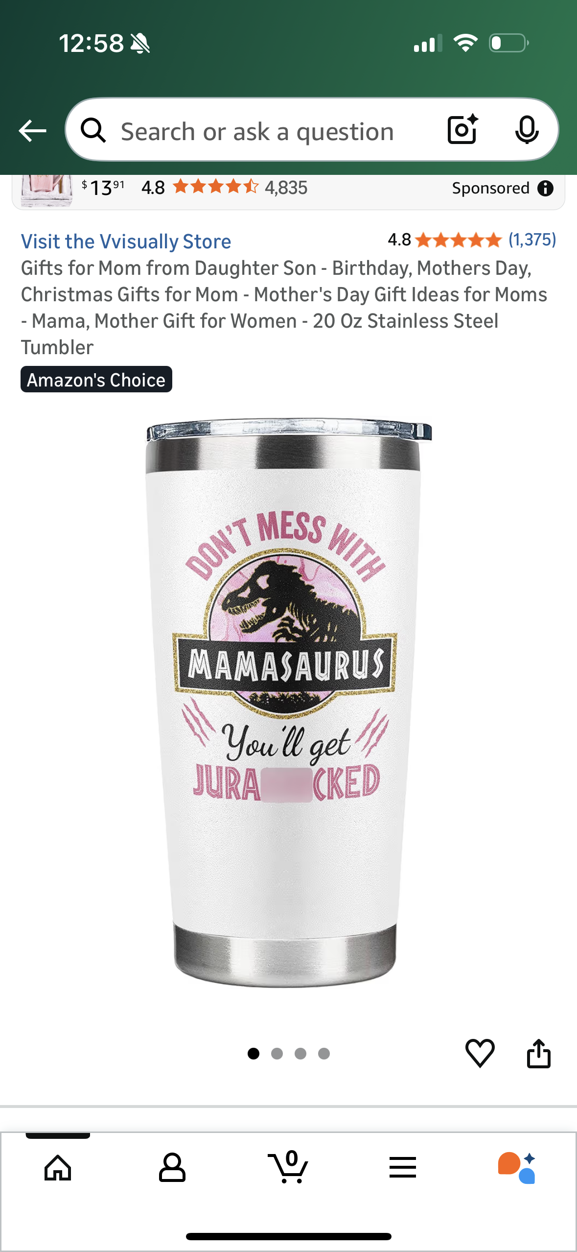 Don’t Mess With Mamasaurus You’ll get Jurasskicked 20 Oz Stainless Steel Tumbler
