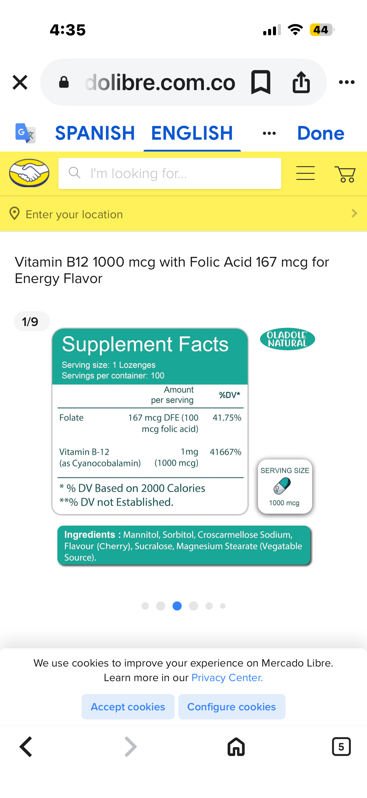 Oladole Natural Vitamin B-12 (1000mcg) - 100 Lozenges Black cherry Flavour | Formulated with Folic Acid | Energy Boost, Red Blood Cell Formation, Nervous System Support & Immune Health | Non-GMO