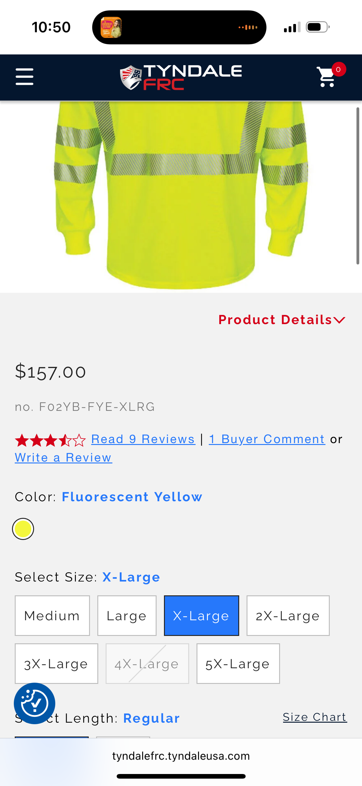 Bulwark Hi Vis Long Sleeve T-Shirt (Size XL)