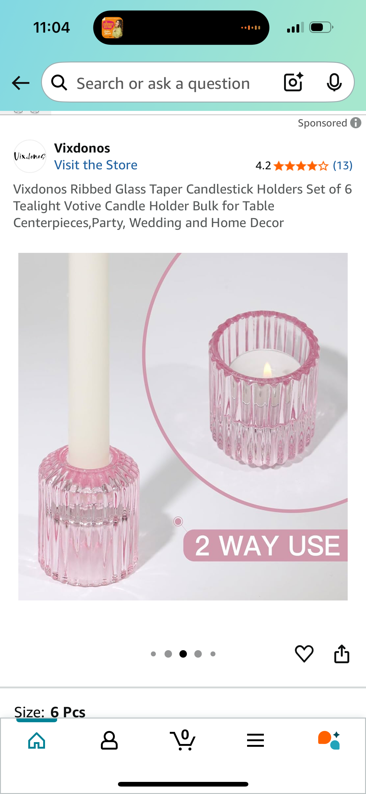 Vixdonos Ribbed Glass Taper Candlestick Holders Set of 6 Tealight Votive Candle Holder Bulk for Table Centerpieces,Party, Wedding and Home Decor