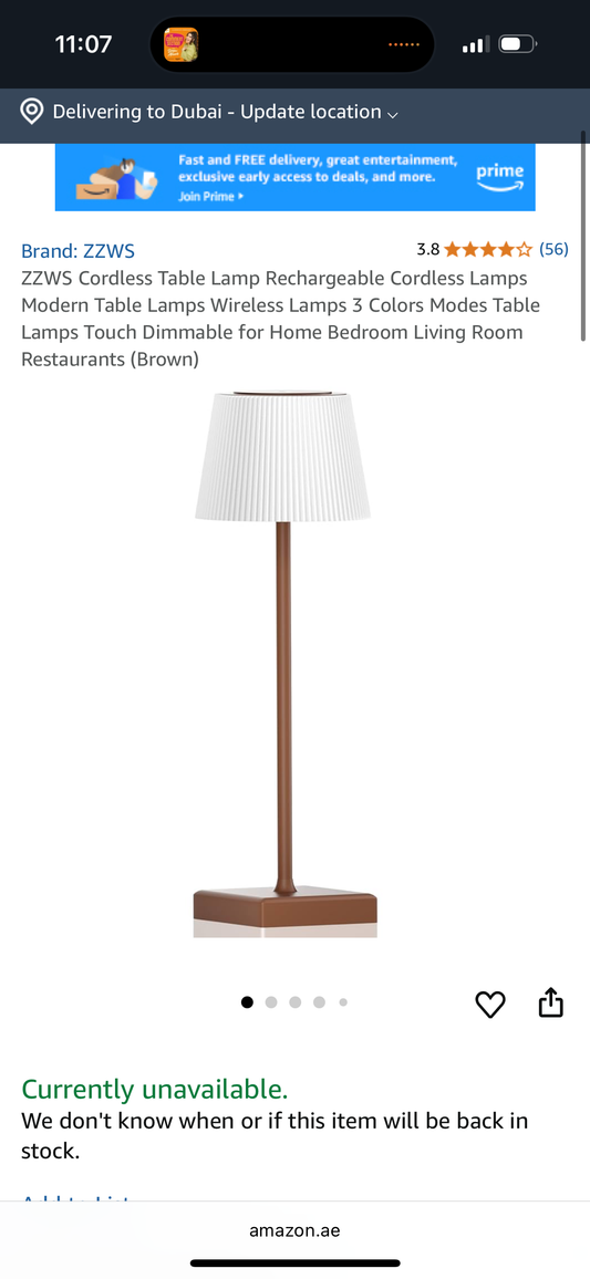 ZZWS Cordless Table Lamp Rechargeable Cordless Lamps Modern Table Lamps Wireless Lamps 3 Colors Modes Table Lamps Touch Dimmable for Home Bedroom Living Room Restaurants (Brown)