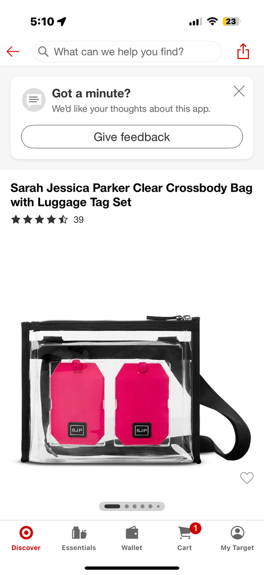 Sarah Jessica Parker Clear Crossbody Bag with Luggage Tag Set