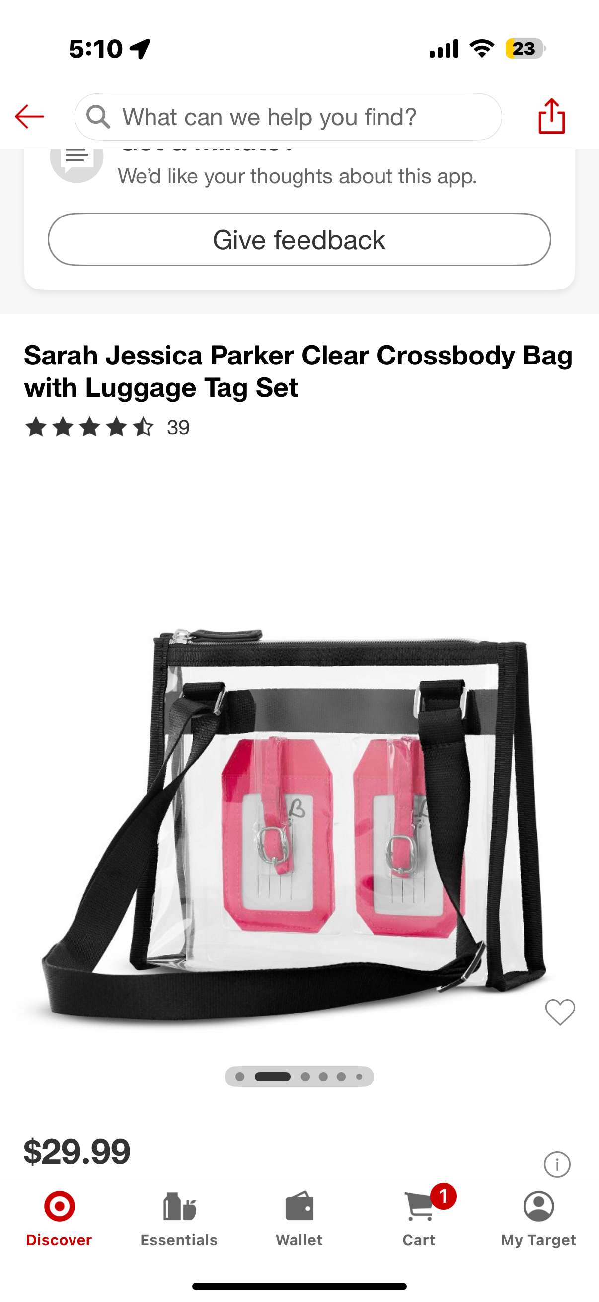 Sarah Jessica Parker Clear Crossbody Bag with Luggage Tag Set