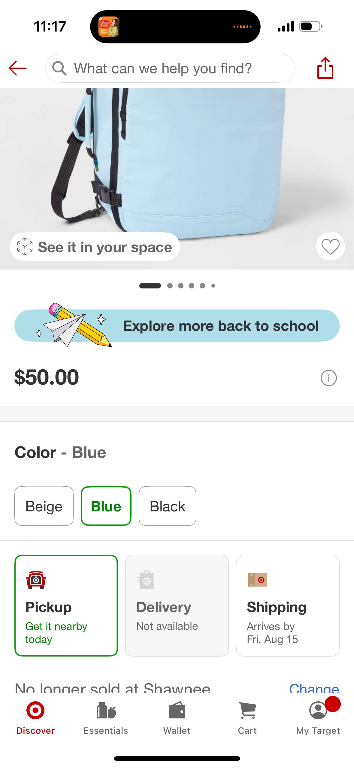 40L Travel Backpack With Expansion - Open Story™ Blue: Water-Resistant Twill Material