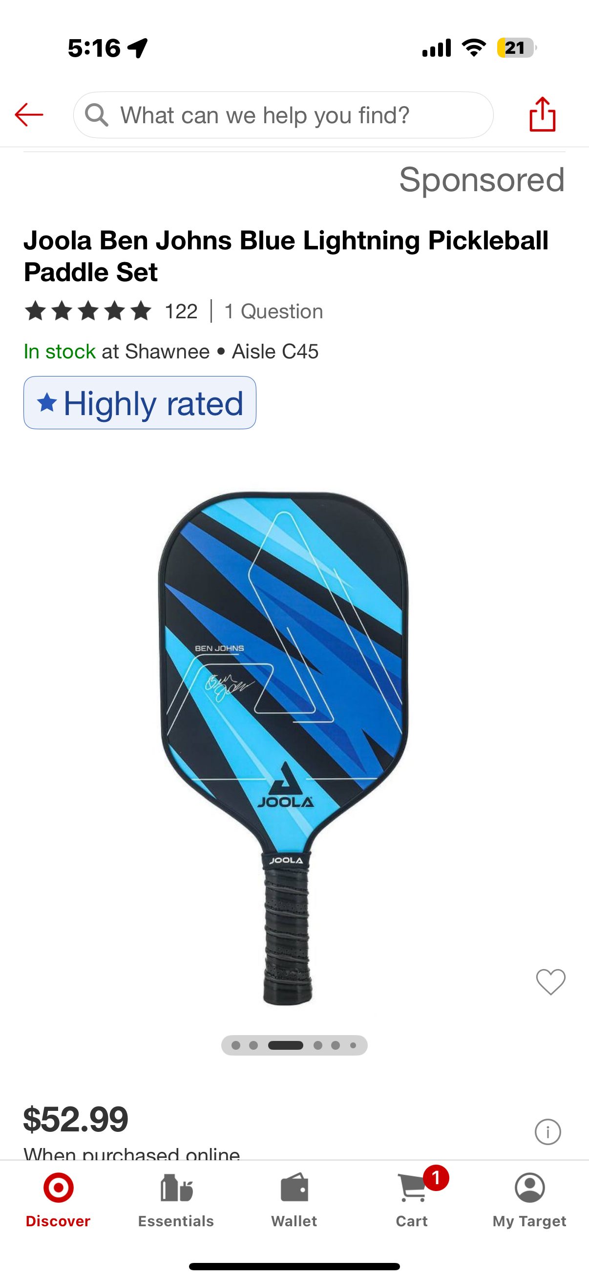 Joola Ben Johns Blue Lightning Pickleball Paddle Set