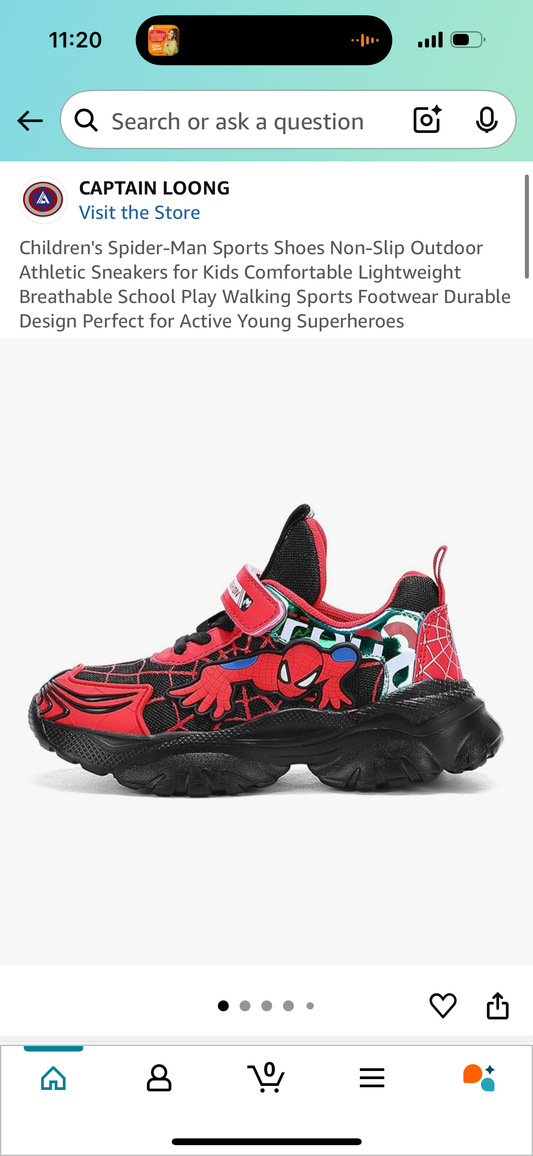 Children's Spider-Man Sports Shoes Non-Slip Outdoor Athletic Sneakers for Kids Comfortable Lightweight Breathable (Size Kids 11)