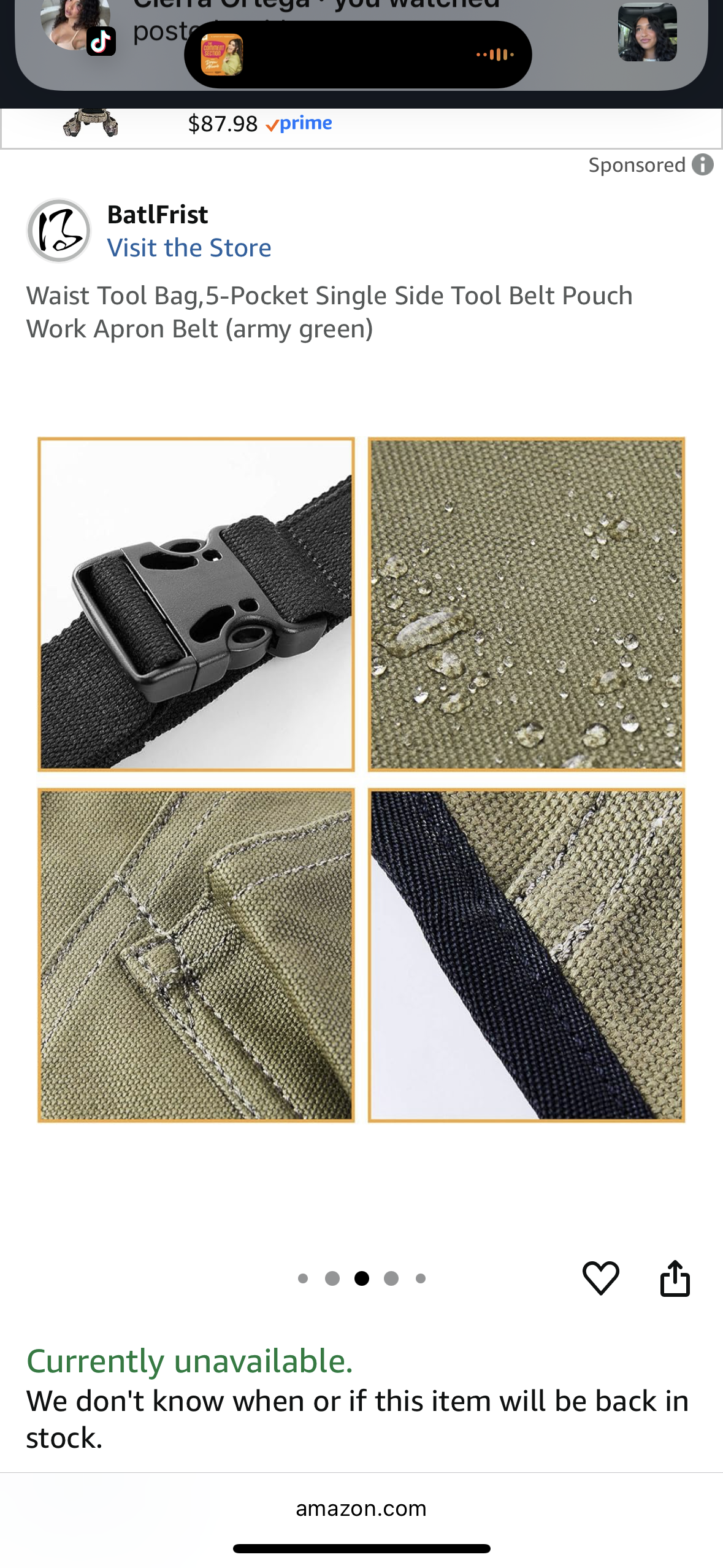 BatlFrist Waist Tool Bag,5-Pocket Single Side Tool Belt Pouch Work Apron Belt (army green)
