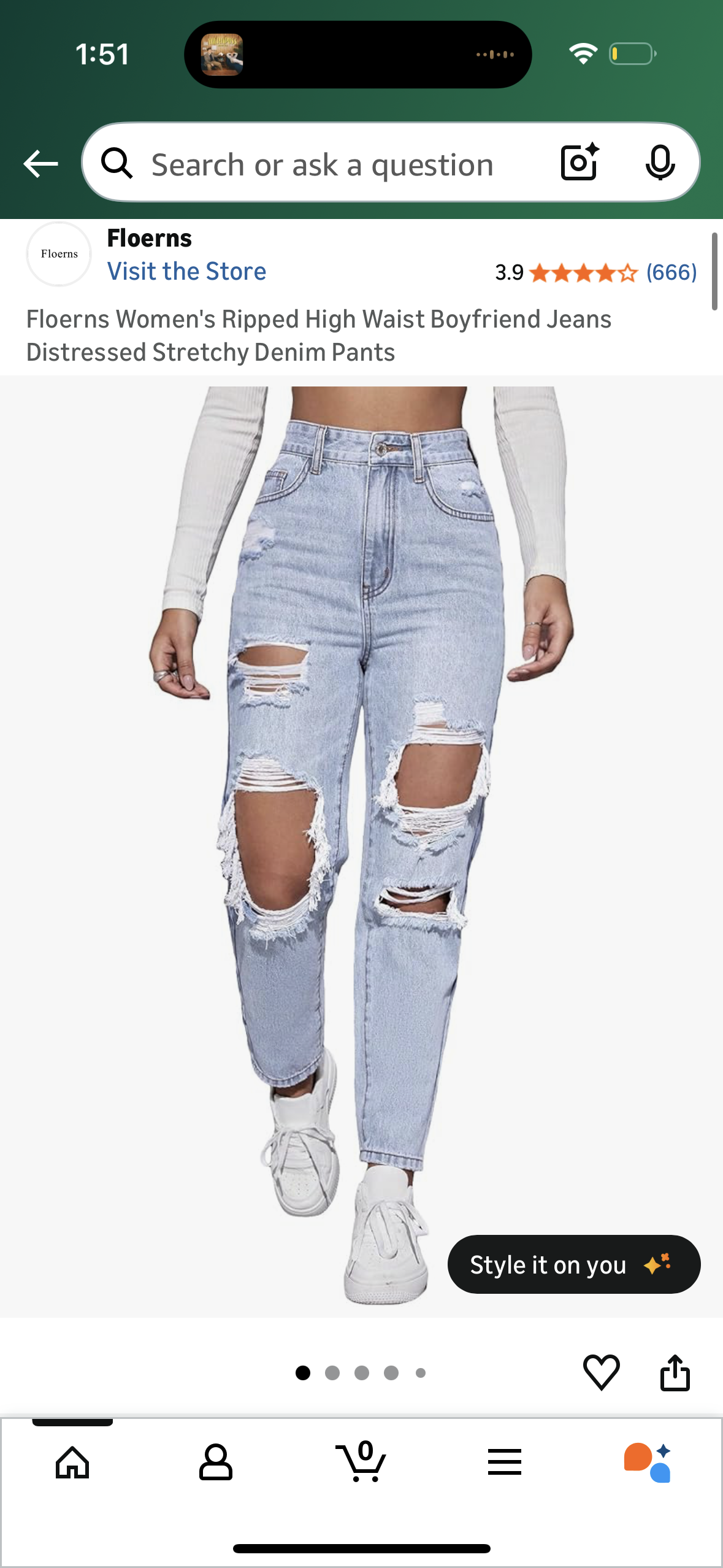 Floerns Women's Ripped High Waist Boyfriend Jeans Distressed Stretchy Denim Pants