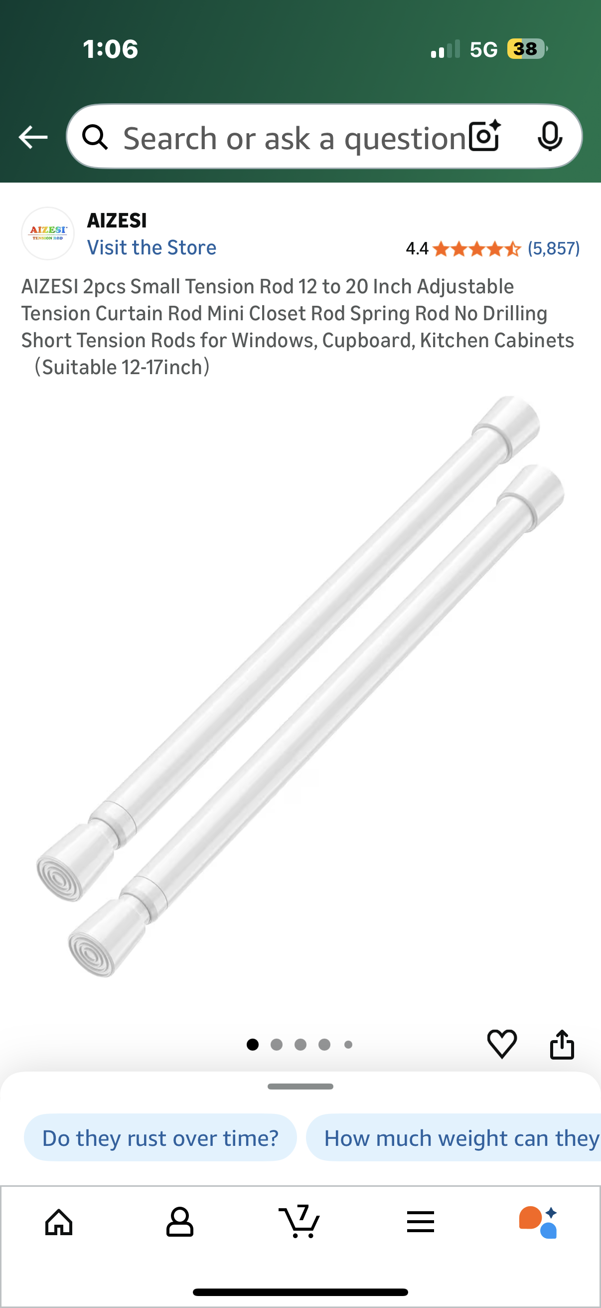 2pcs Small Tension Rod 12 to 20 Inch Adjustable Tension Curtain Rod Mini Closet Rod Spring Rod No Drilling Short Tension Rods for Windows, Cupboard, Kitchen Cabinets（Suitable 12-17inch