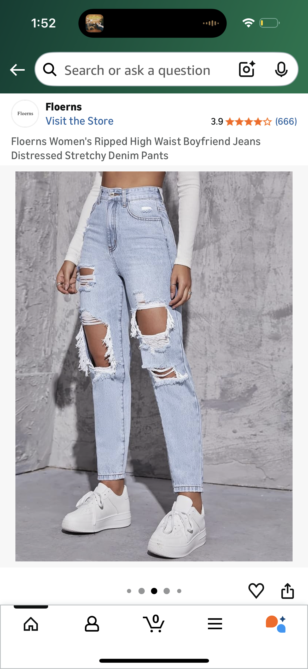 Floerns Women's Ripped High Waist Boyfriend Jeans Distressed Stretchy Denim Pants