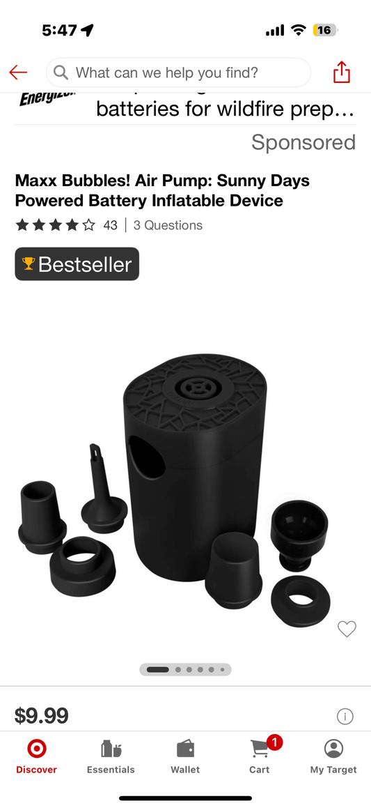 Maxx Bubbles! Air Pump: Sunny Days Powered Battery Inflatable Device