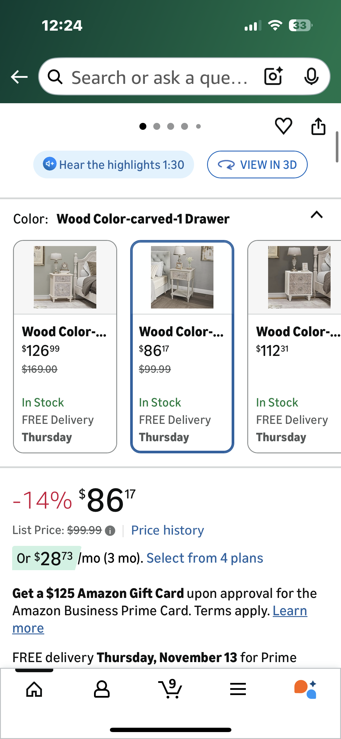 COSIEST Vintage Nightstand, 2-Tier Bedside Table, Wood Accent End Table with Storage Drawer and Open Display Shelf for Bedroom Living Room (L1084)