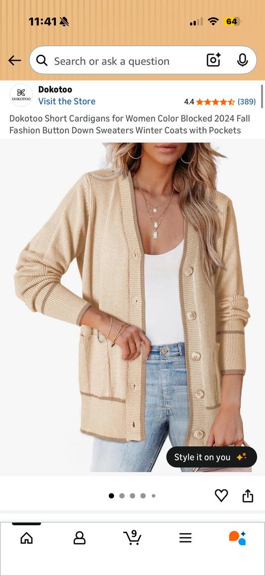 Cardigan for Women Color Blocked Fashion Button Down Sweaters Winter Coats with Pockets