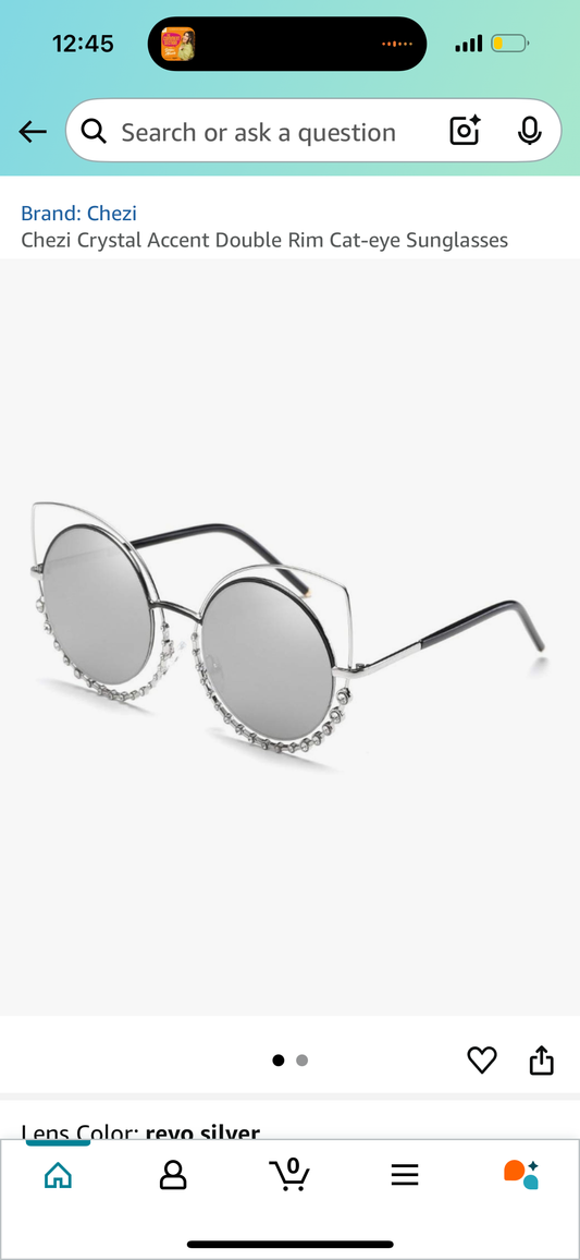 Chezi Crystal Accent Double Rim Cat-eye Sunglasses