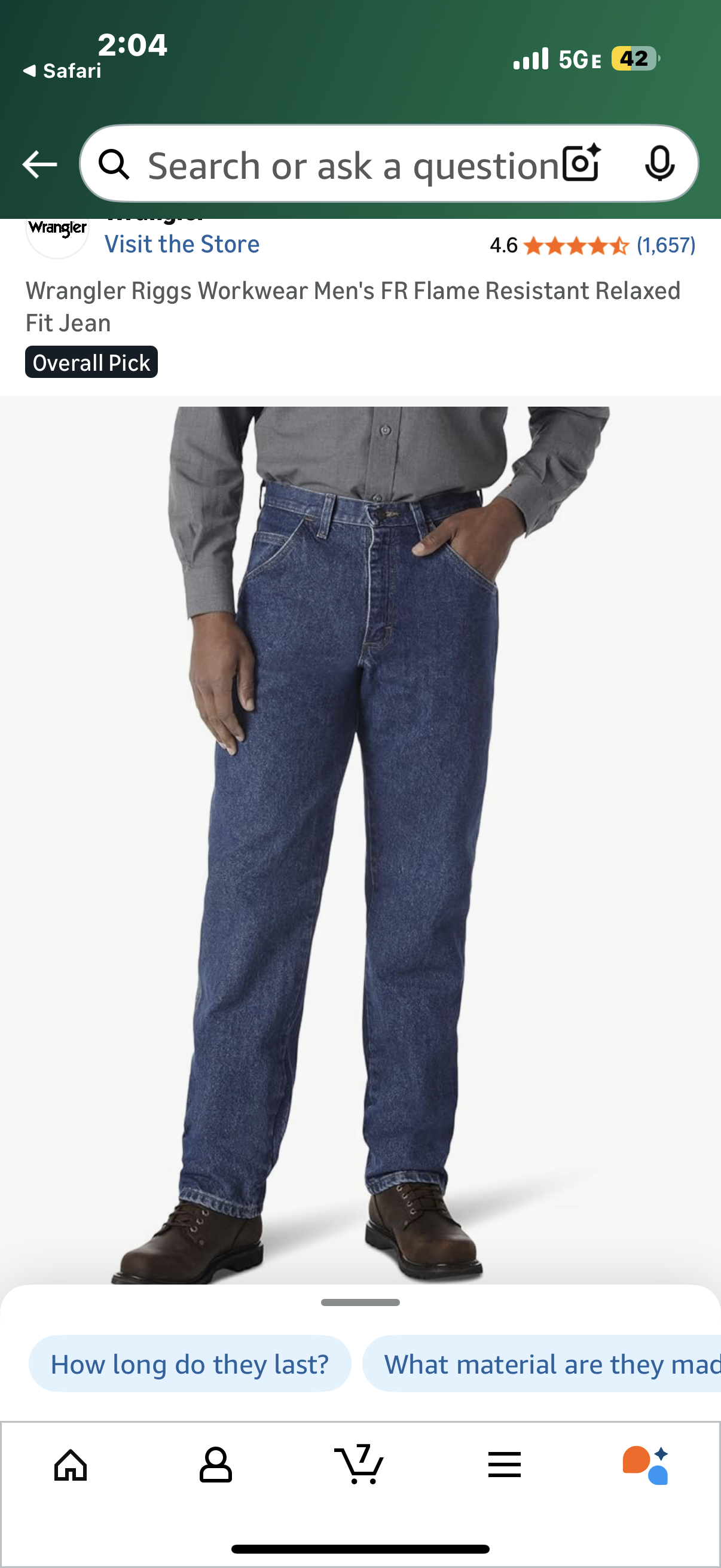 Wrangler Riggs Workwear Men's FR Flame Resistant Relaxed Fit Jean