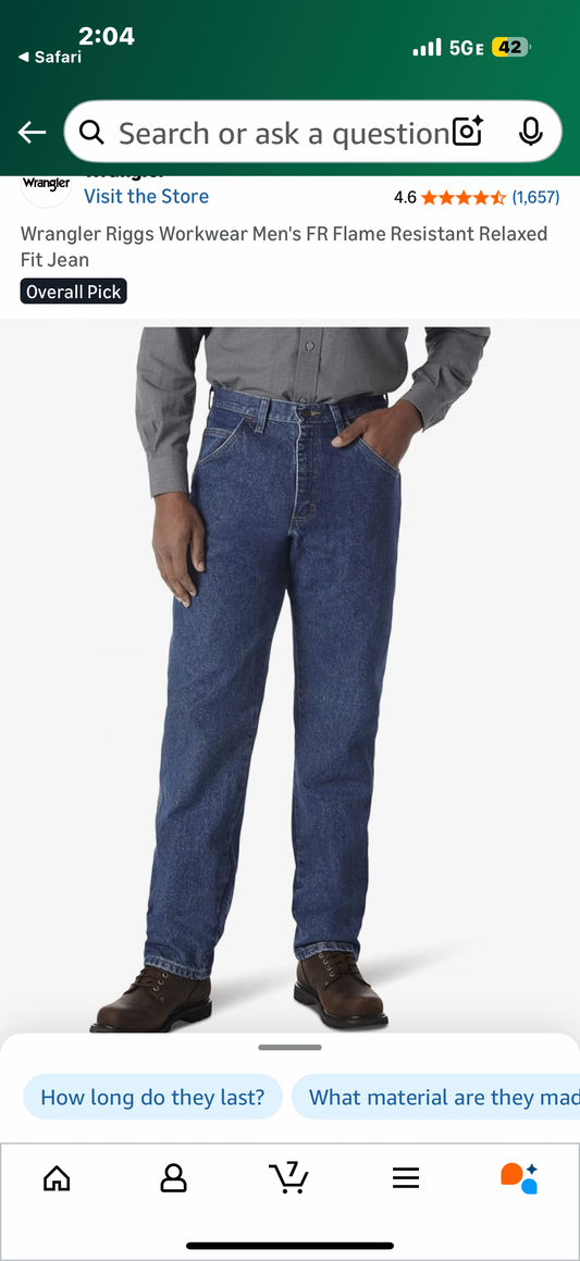 Wrangler Riggs Workwear Men's FR Flame Resistant Relaxed Fit Jean