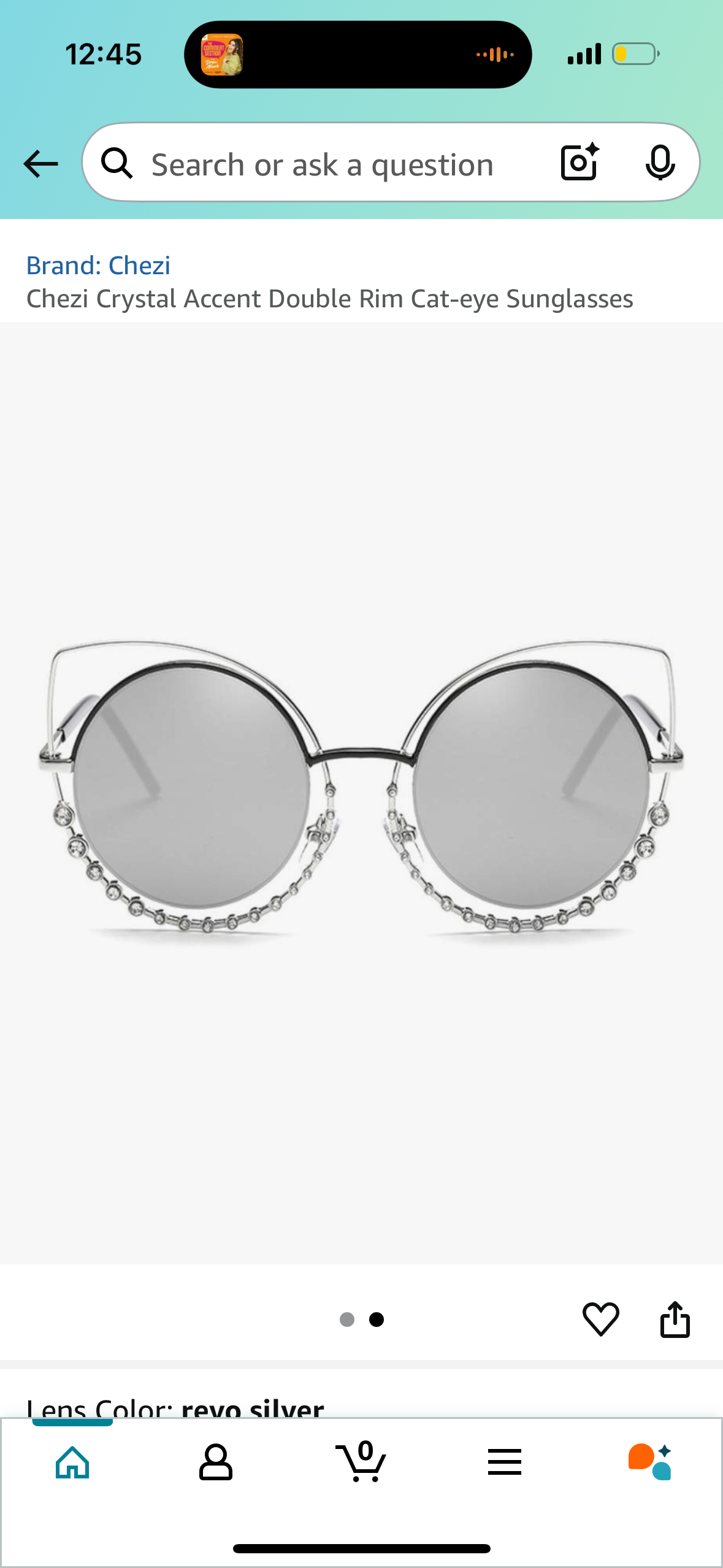 Chezi Crystal Accent Double Rim Cat-eye Sunglasses