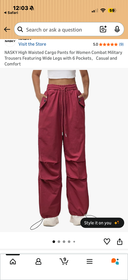 NASKY High Waisted Cargo Pants for Women Combat Military Trousers Featuring Wide Legs with 6 Pockets，Casual and Comfort (Size XL)