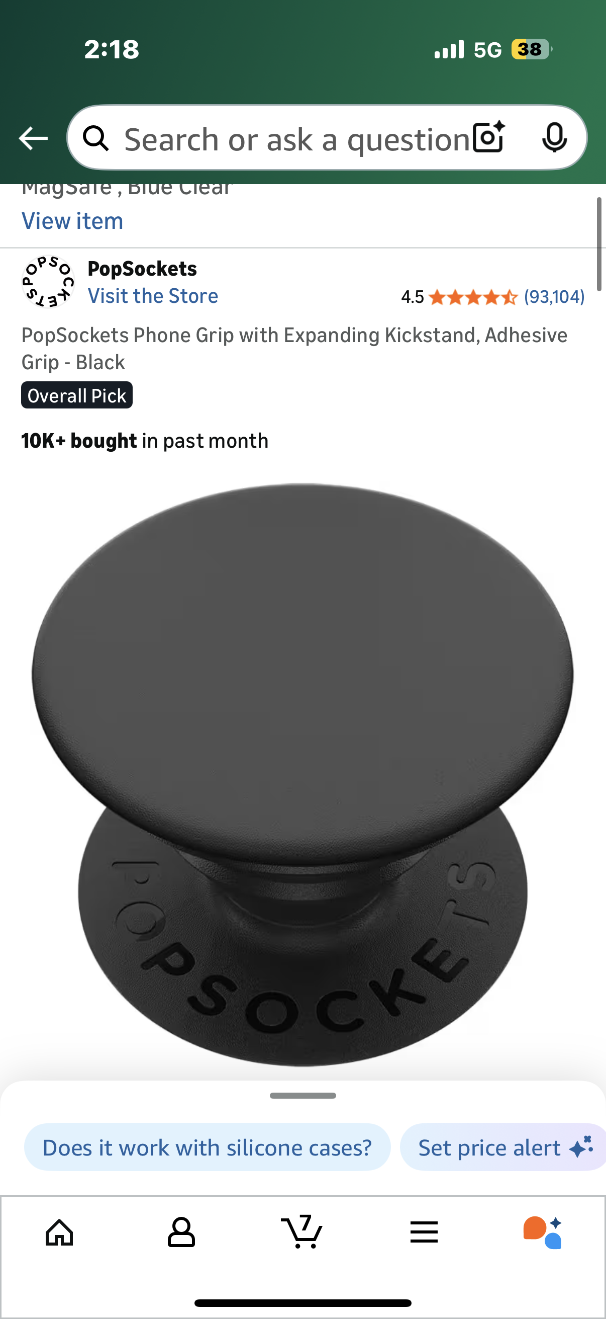 PopSockets Phone Grip with Expanding Kickstand, Adhesive Grip - Black