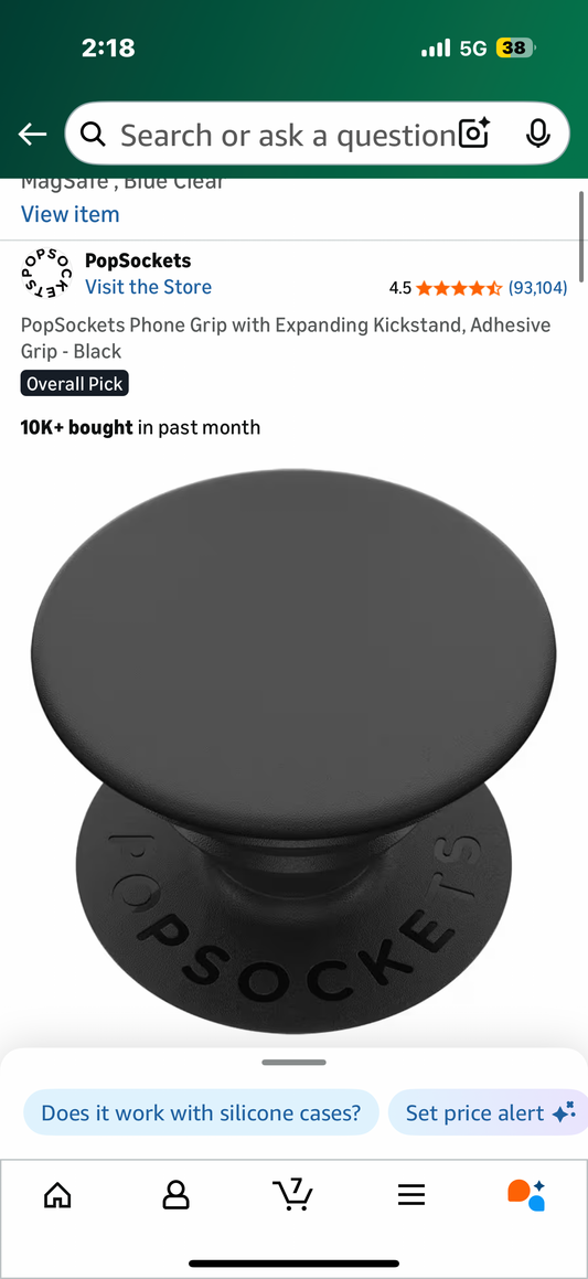 PopSockets Phone Grip with Expanding Kickstand, Adhesive Grip - Black