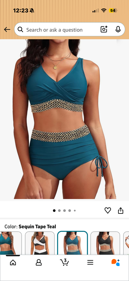 Aqua Eve Women High Waisted Bikini Twist Front Swimsuits Lace up Bikini Tops Ruched Push up 2 Piece Bathing Suits (Size XL)