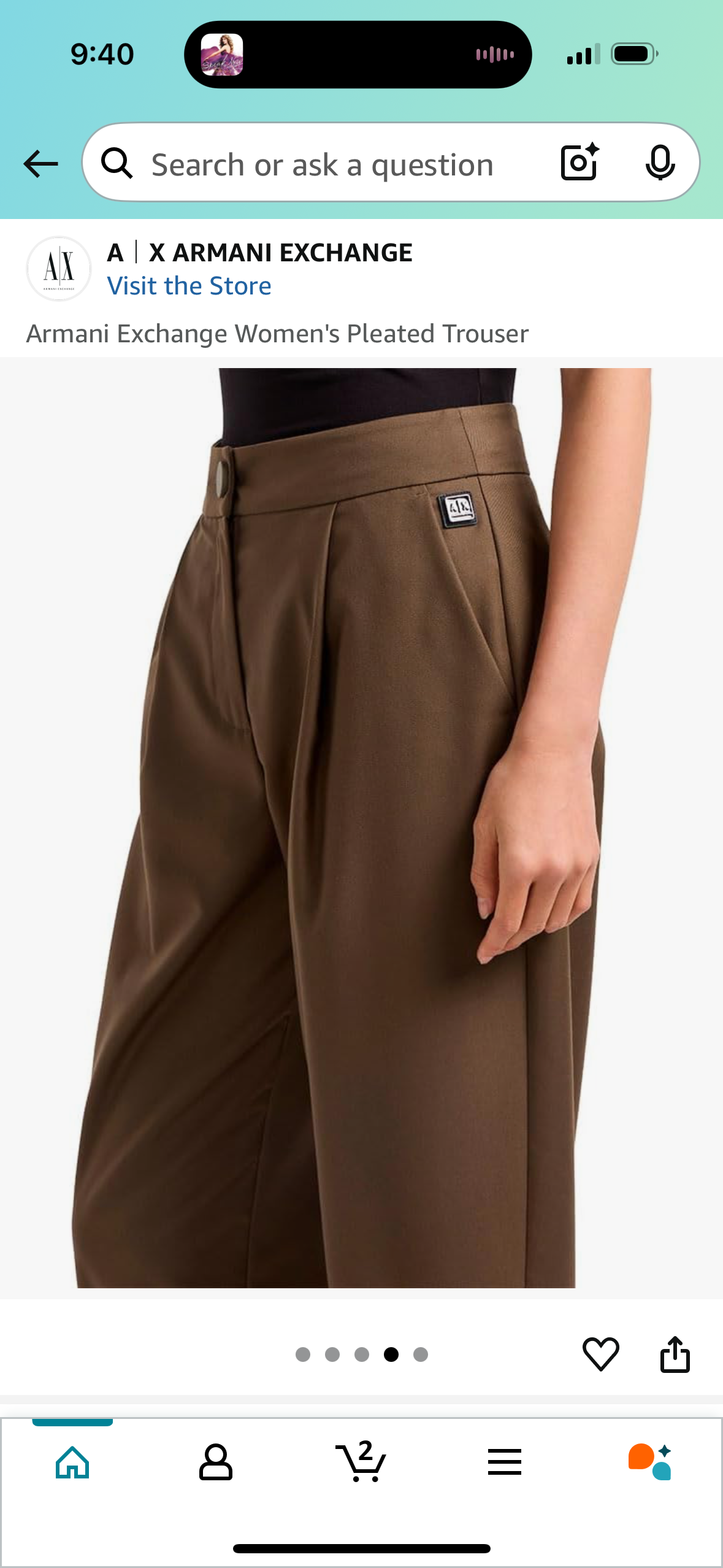 Armani Exchange Women's Pleated Trouser (Size 14)
