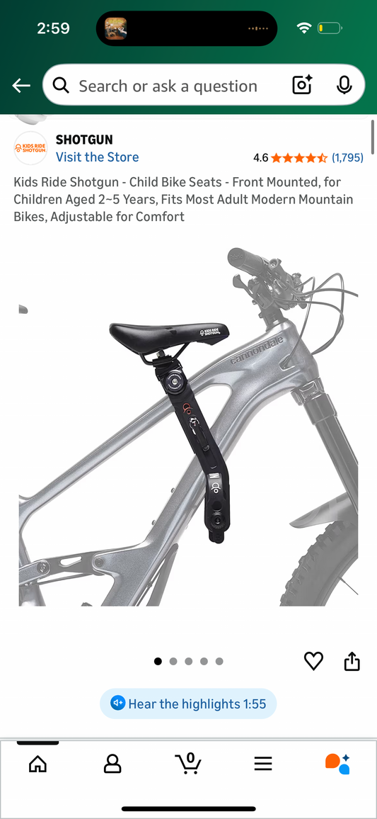 Kids Ride Shotgun - Child Bike Seats - Front Mounted, for Children Aged 2~5 Years, Fits Most Adult Modern Mountain Bikes, Adjustable for Comfort
