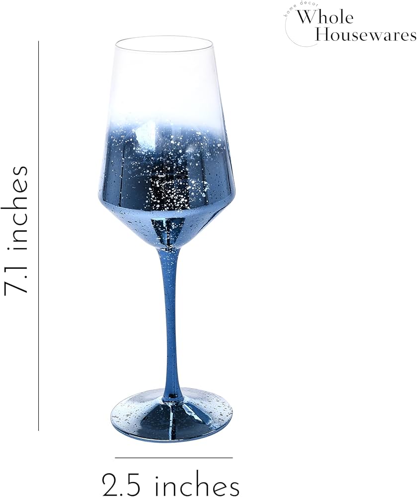 WHOLE HOUSEWARES Wine Glass Set - Crystal with Gold Sparkle - Set of 2 - Wine Tumblers - Copas de Vino - Elegant Glassware for Entertaining and Special Occasions - White Wine Glasses