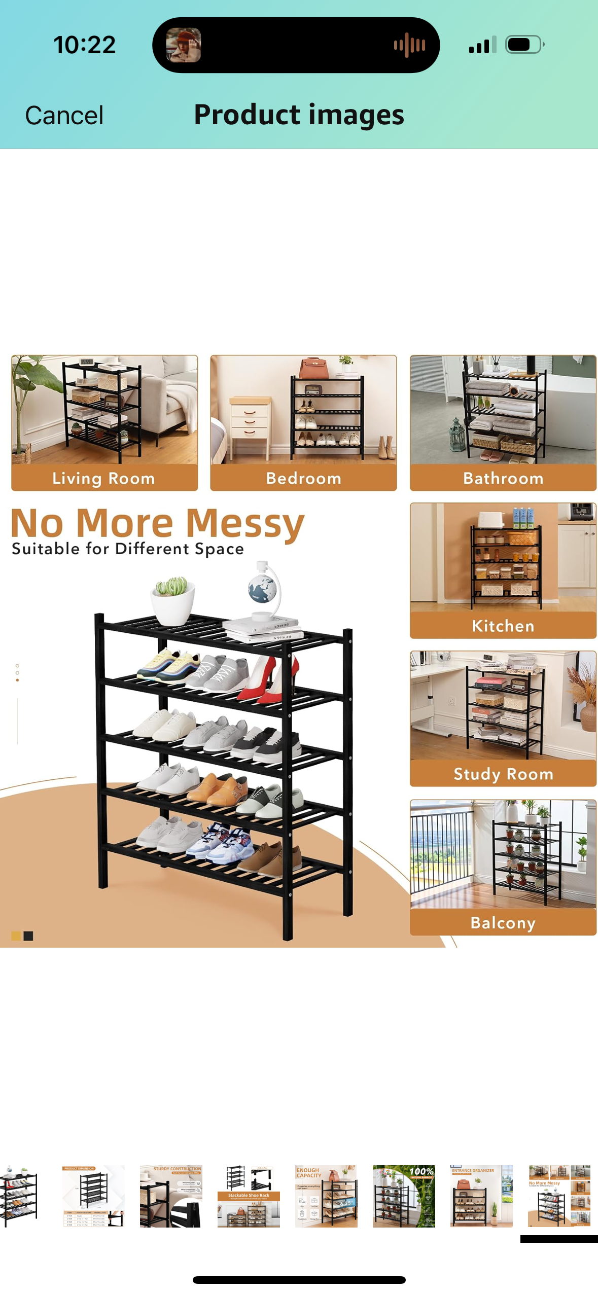 Black Bamboo Shoe Rack 11”D x 27”W x 35”H