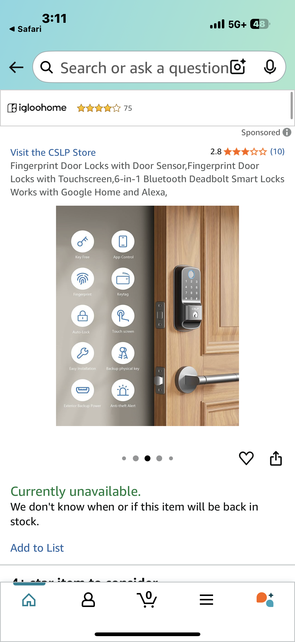 Fingerprint Door Locks with Door Sensor,Fingerprint Door Locks with Touchscreen,6-in-1 Bluetooth Deadbolt Smart Locks Works with Google Home and Alexa