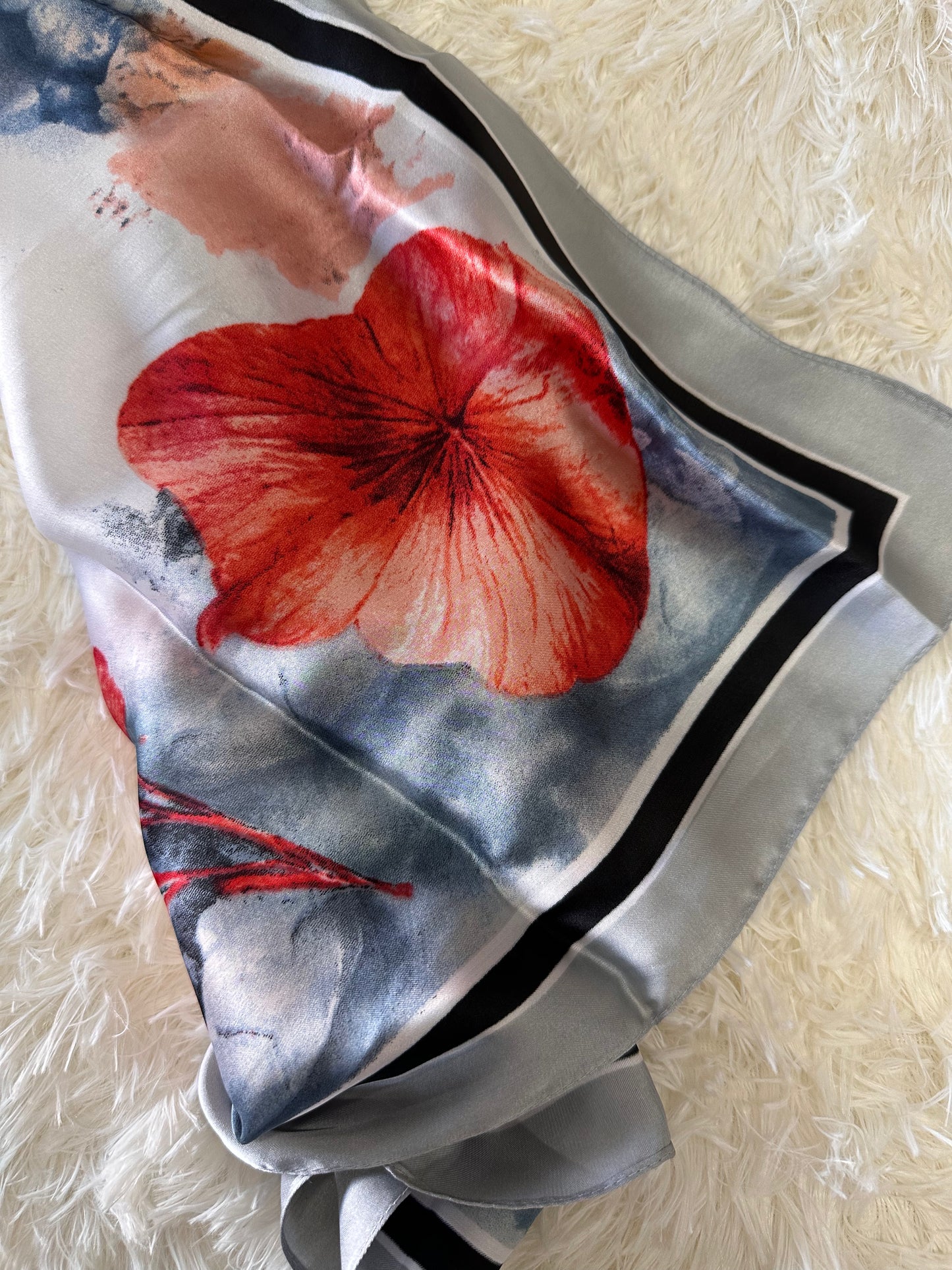Women’s Fashion Satin Floral Neck Scarf, Hijab Wrap