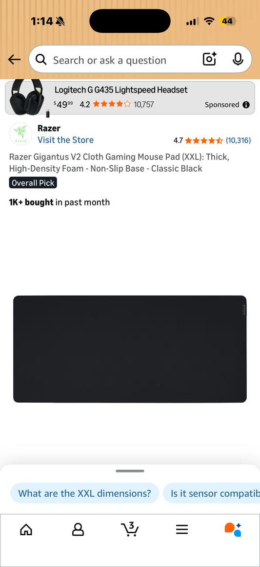 Razer Gigantus V2 Cloth Gaming Mouse Pad (XXL): Thick, High-Density Foam - Non-Slip Base - Classic Black