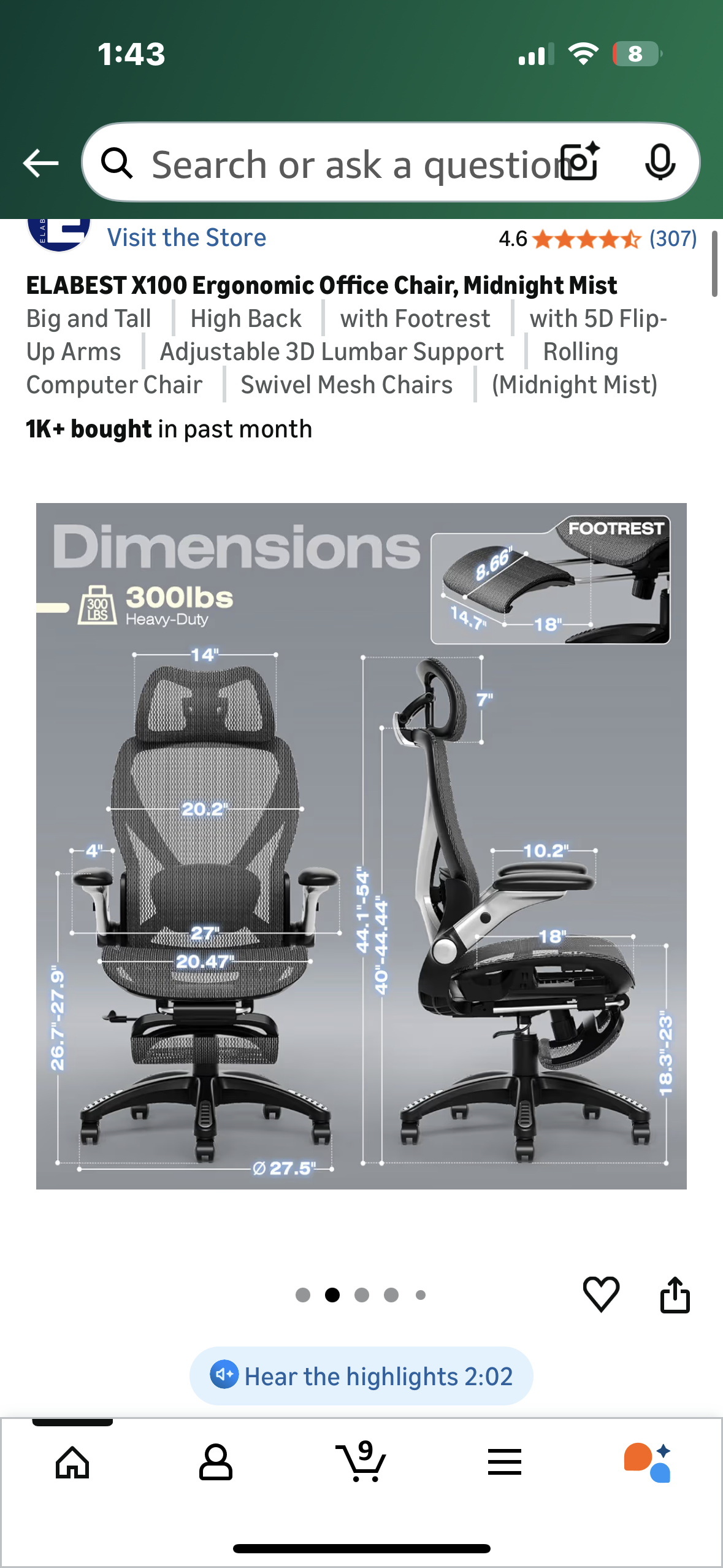 ELABEST X100 Ergonomic Office Chair, Midnight Mist (O457)