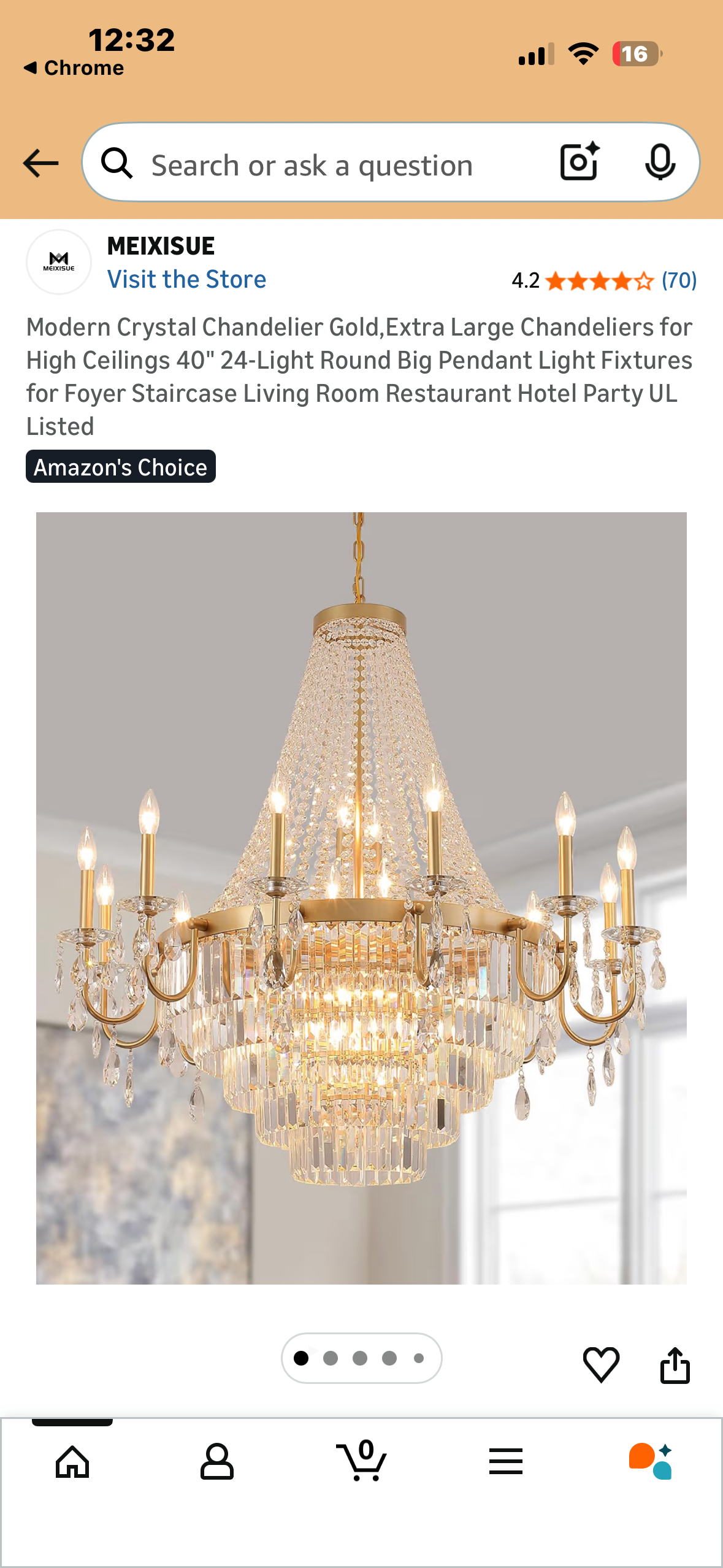 Modern Crystal Chandelier,  Extra Large Gold Chandelier for High Ceilings, 40" 24-Light Round Big Pendant Light Fixtures for Foyer, Staircase, Living Room, Party UL Listed (L1162)