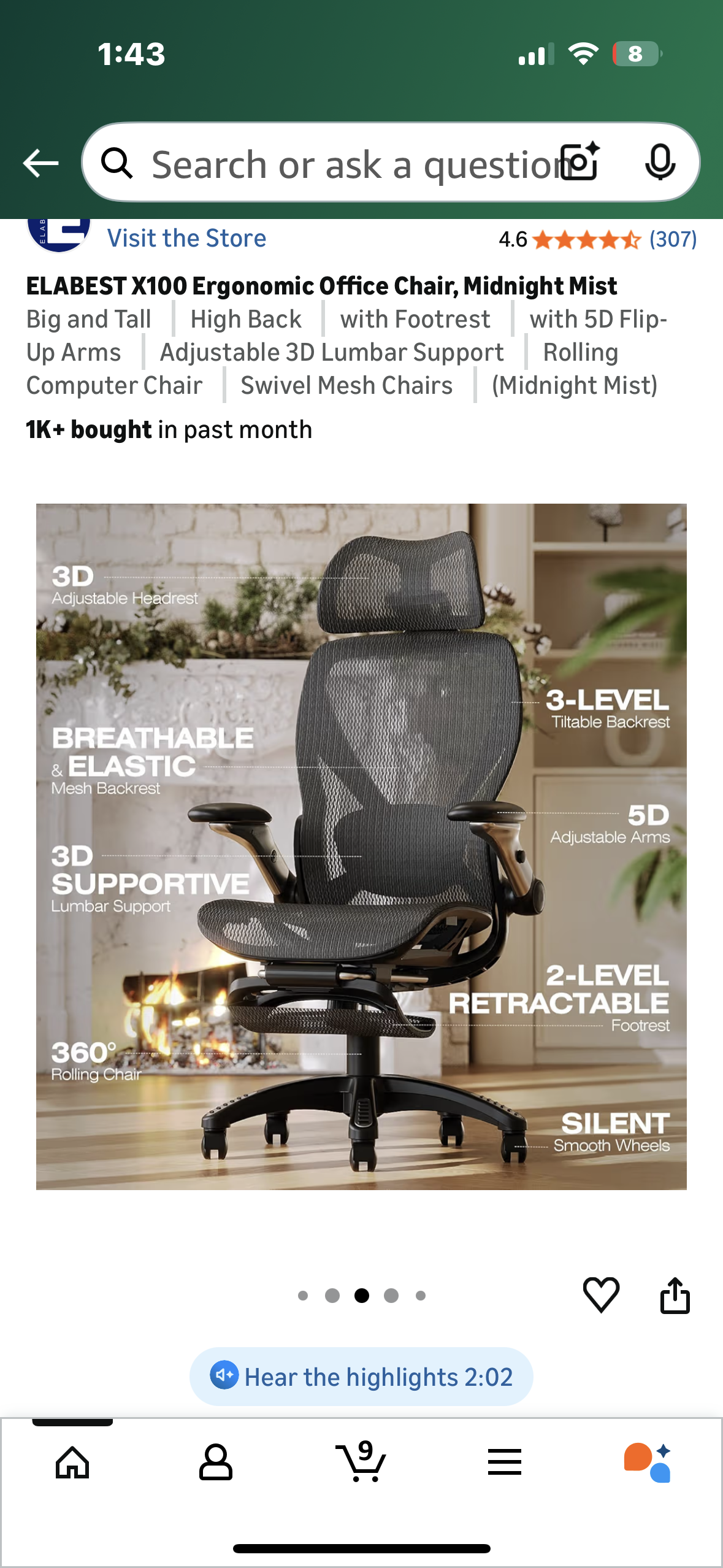 ELABEST X100 Ergonomic Office Chair, Midnight Mist (O457)