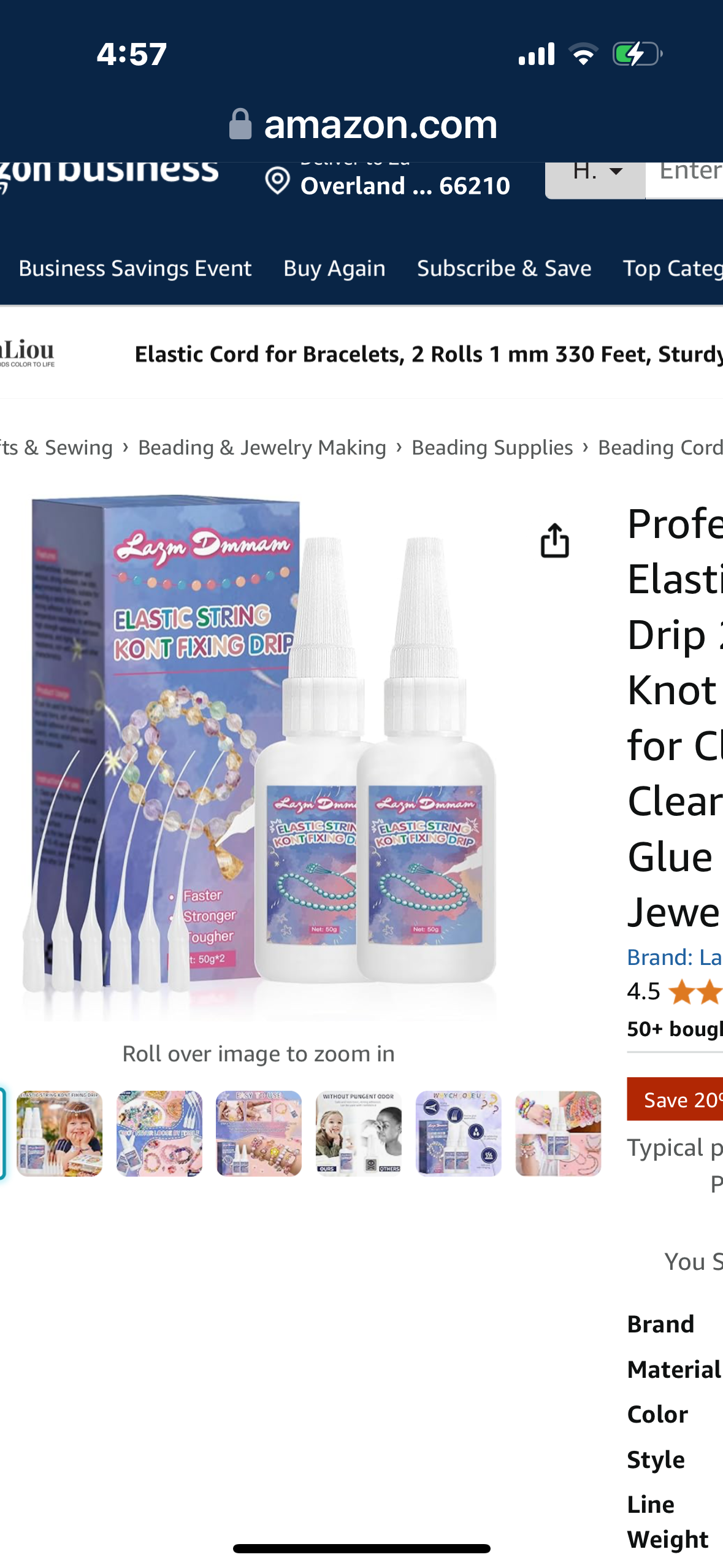 Bracelet String Professional Elastic String Kont Fixing Drip 50g*2, Clear Bracelet Glue, Keep Stretchy Bracelet String Stay Perfectly Tied for Clay Beads Bracelets, Jewelry Making Supplies