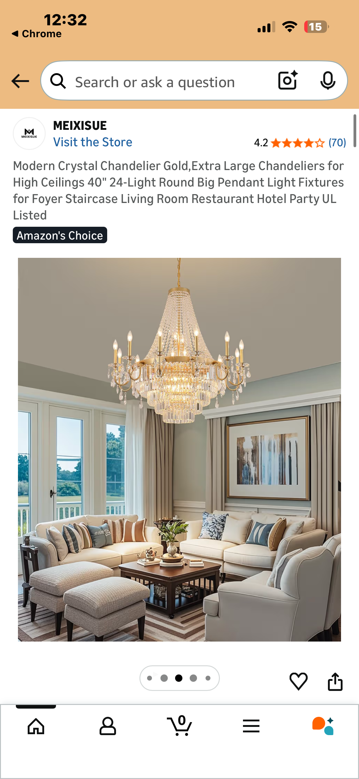 Modern Crystal Chandelier,  Extra Large Gold Chandelier for High Ceilings, 40" 24-Light Round Big Pendant Light Fixtures for Foyer, Staircase, Living Room, Party UL Listed (L1162)