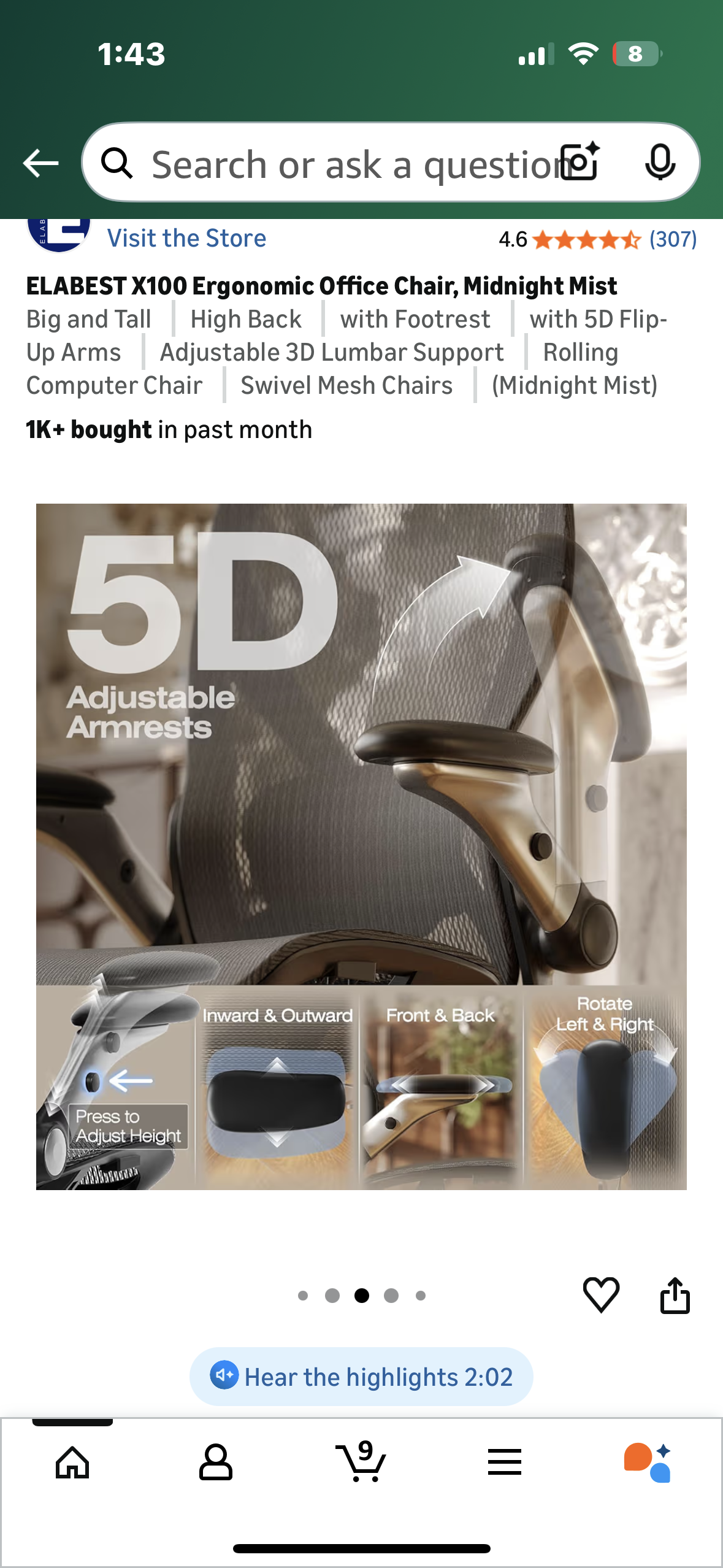 ELABEST X100 Ergonomic Office Chair, Midnight Mist (O457)