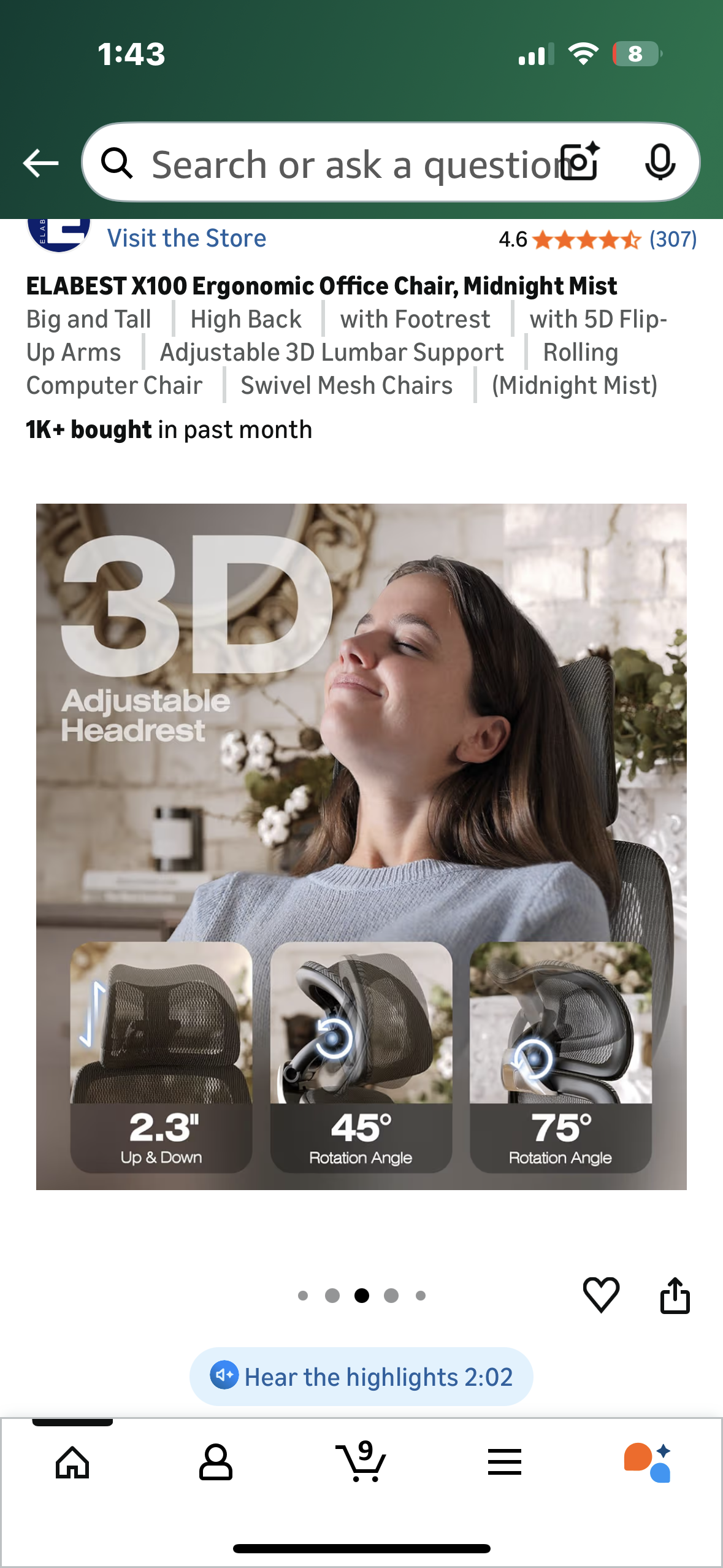 ELABEST X100 Ergonomic Office Chair, Midnight Mist (O457)