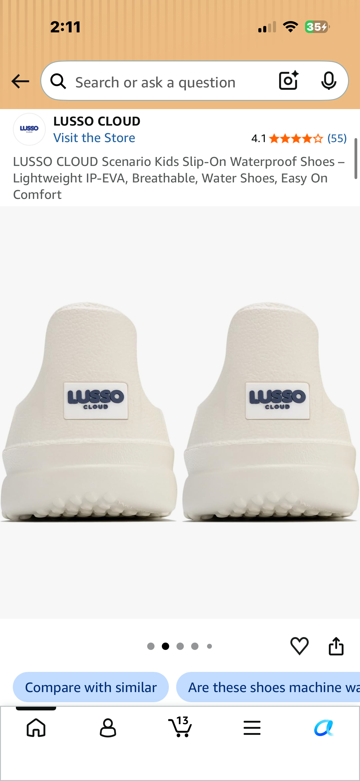 LUSSO CLOUD Scenario Kids Slip-On Waterproof Shoes - Lightweight IP-EVA, Breathable, Water Shoes, Easy On Comfort, Bone White (Kids Size 10)