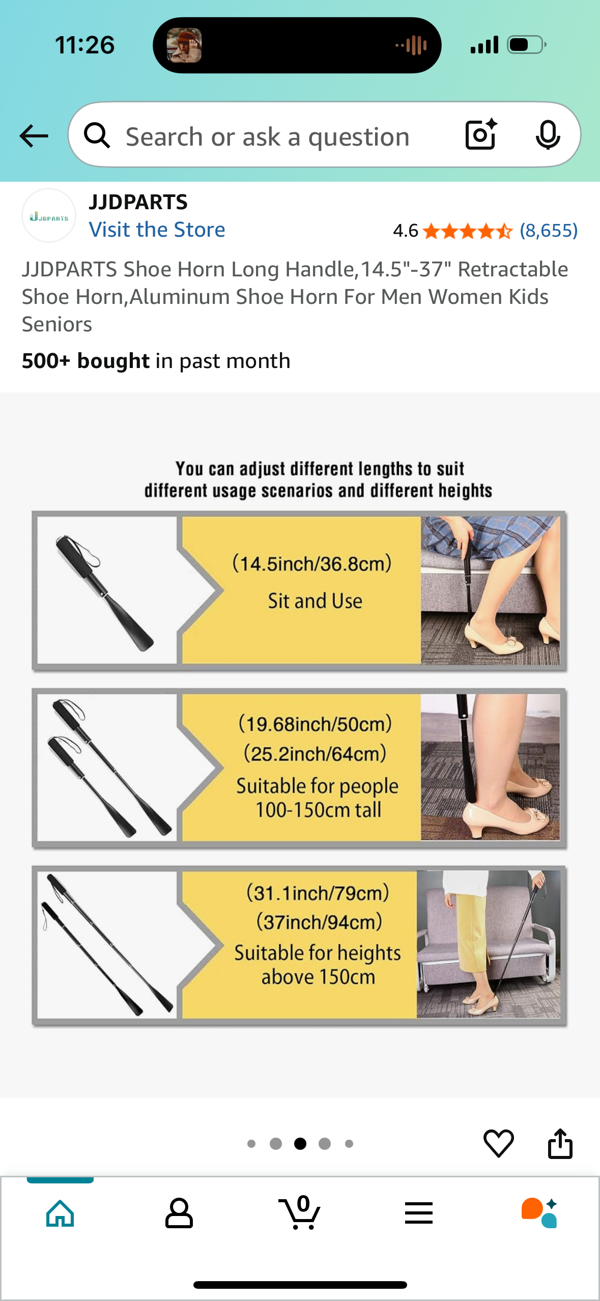 JJDPARTS Shoe Horn Long Handle,14.5"-37" Retractable Shoe Horn,Aluminum Shoe Horn For Men Women Kids Seniors