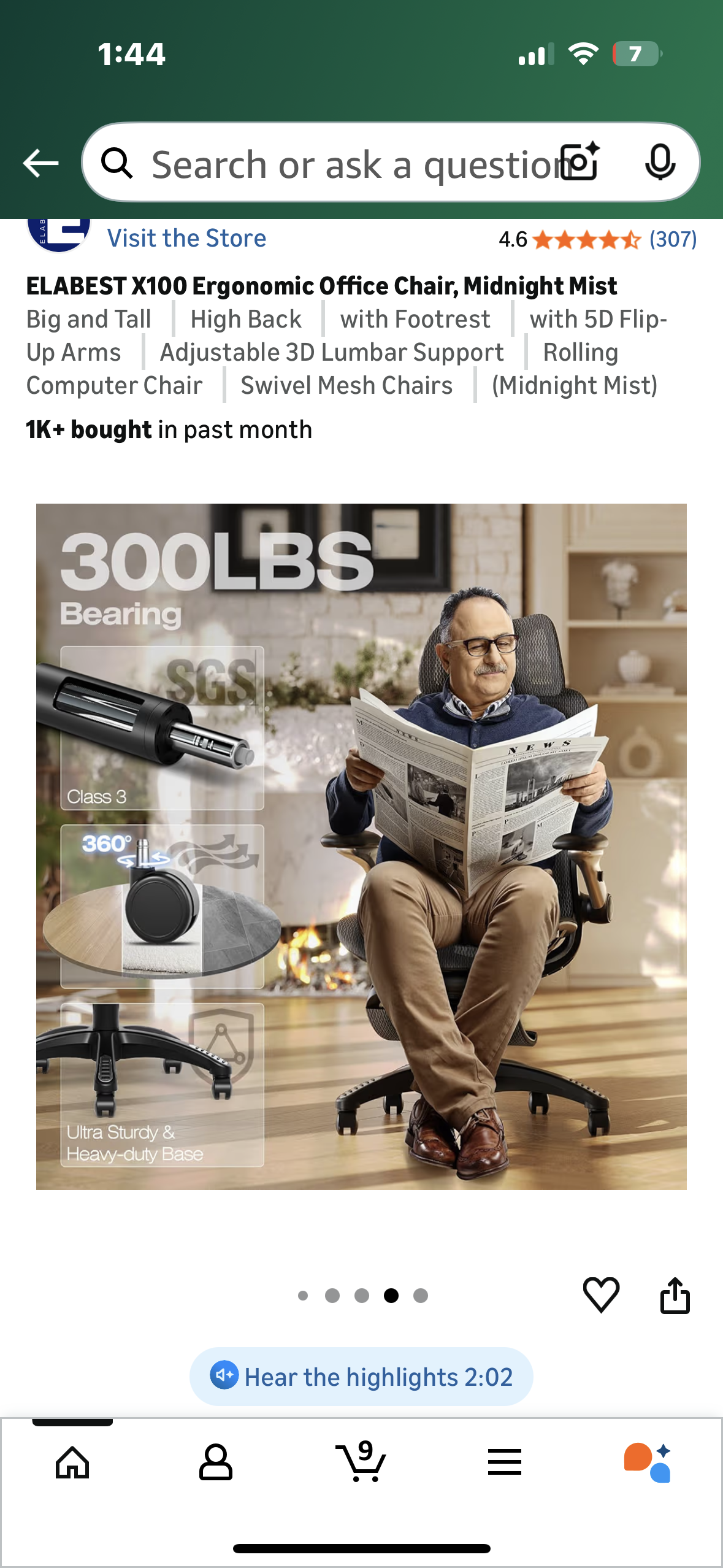 ELABEST X100 Ergonomic Office Chair, Midnight Mist (O457)