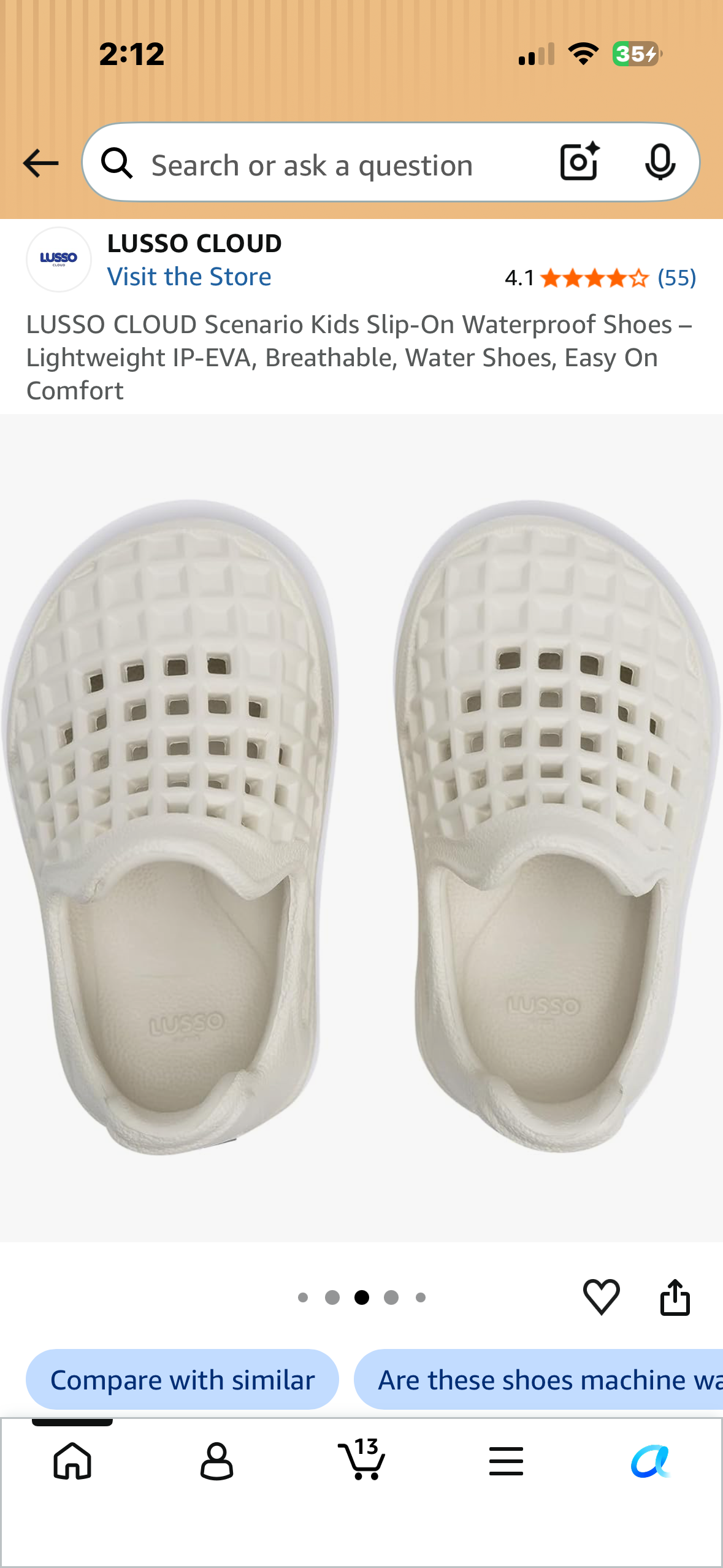 LUSSO CLOUD Scenario Kids Slip-On Waterproof Shoes - Lightweight IP-EVA, Breathable, Water Shoes, Easy On Comfort, Bone White (Kids Size 10)