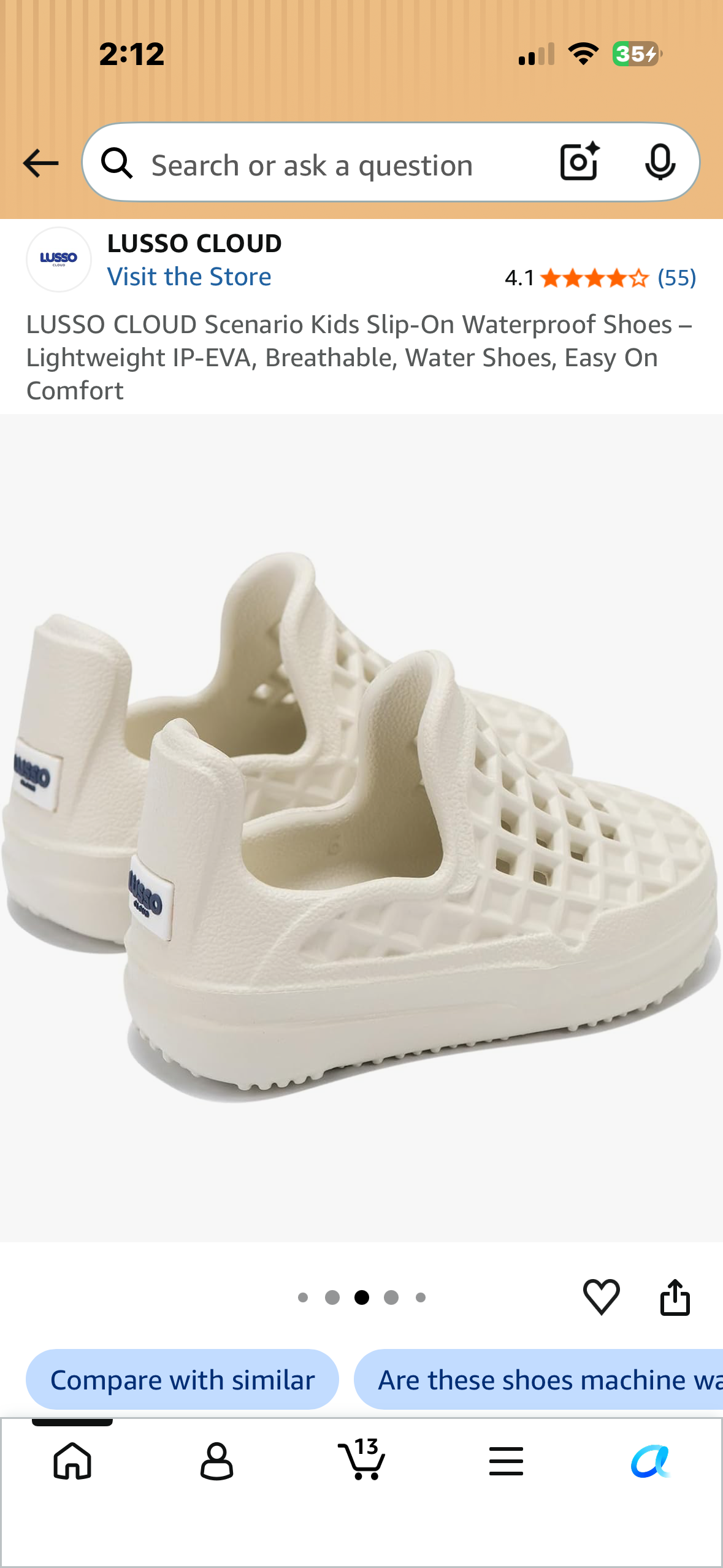 LUSSO CLOUD Scenario Kids Slip-On Waterproof Shoes - Lightweight IP-EVA, Breathable, Water Shoes, Easy On Comfort, Bone White (Kids Size 10)