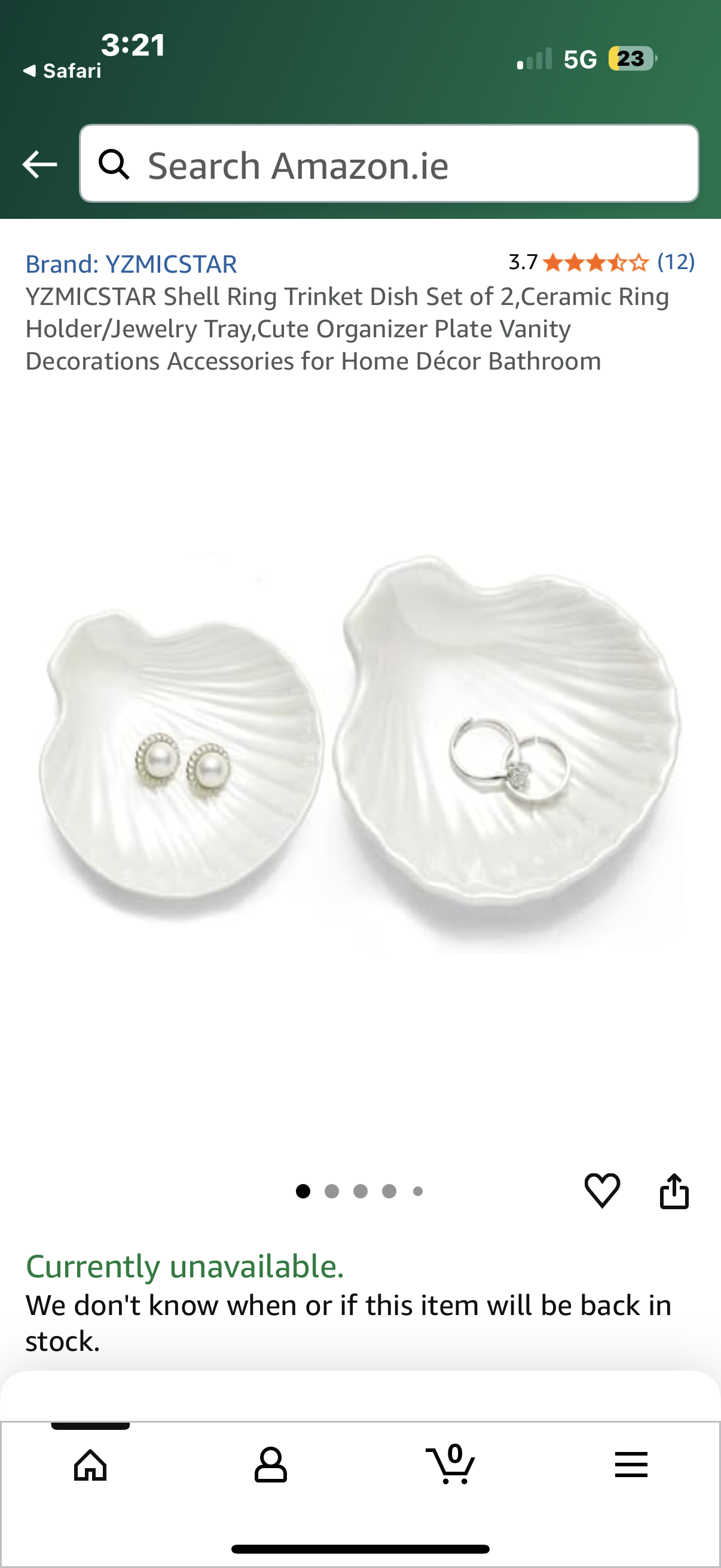 YZMICSTAR Shell Ring Trinket Dish Set of 2,Ceramic Ring Holder/Jewelry Tray,Cute Organizer Plate Vanity Decorations Accessories for Home Décor Bathroom